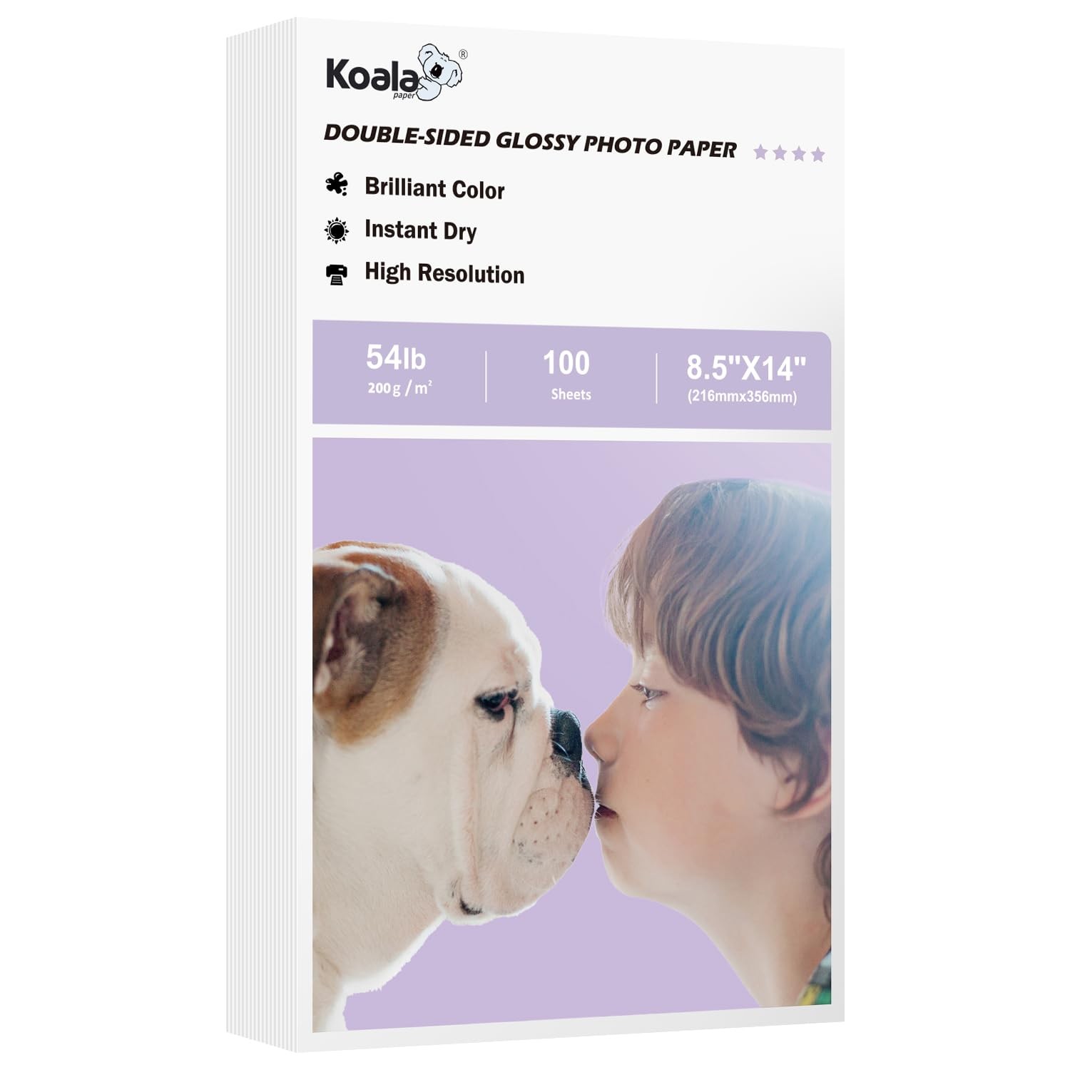 100 Sheets Koala Double Sided Inkjet Glossy Photo Paper Thick 54lb 8.5×14 In