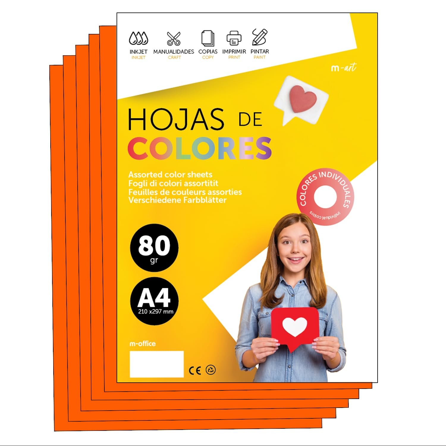Colourful Paper A4 80g for Printers & Crafts, Coloured Sheets for Kids, Creat…