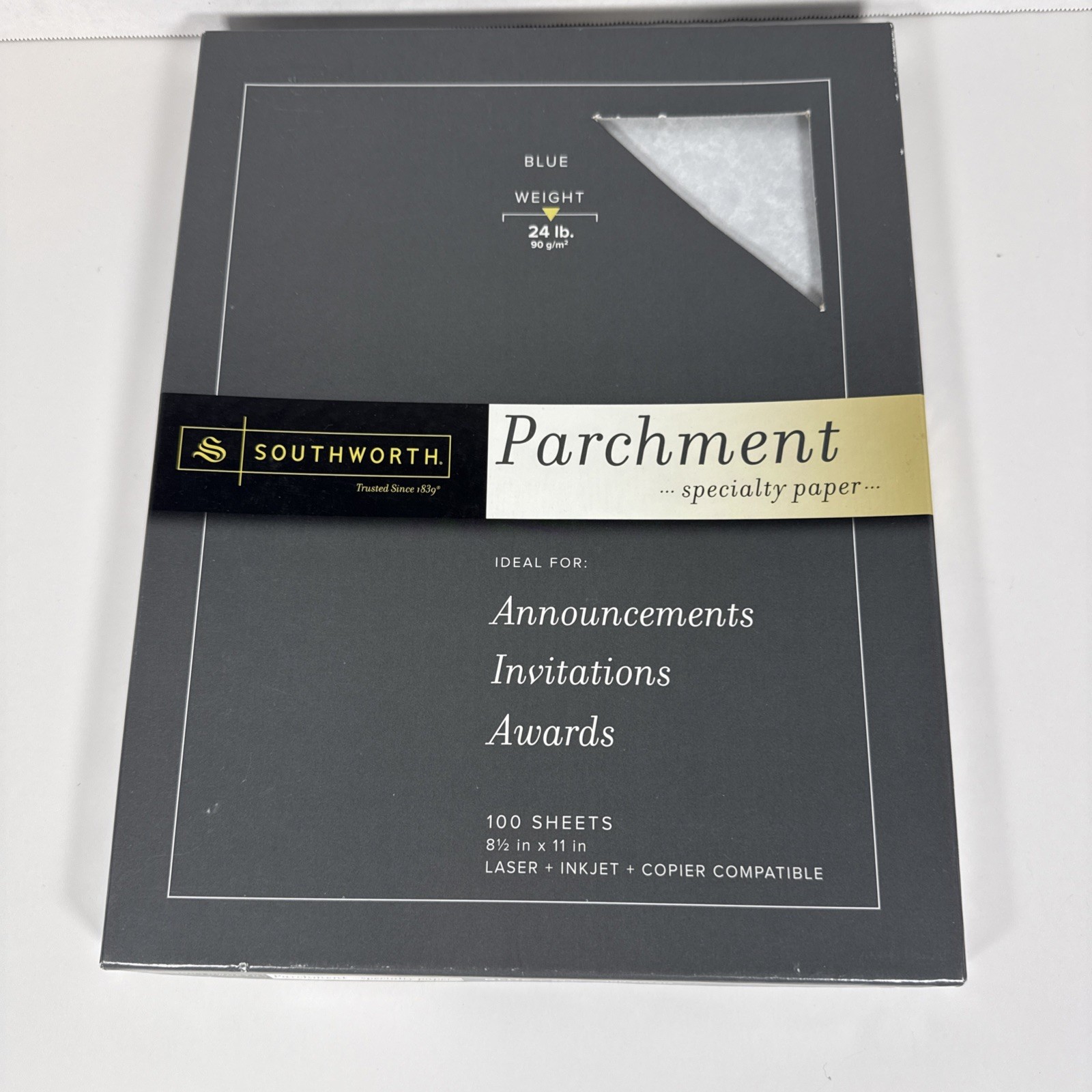 24 lb SOUTHWORTH 8.5 in x 11 in Parchment Special Paper (Blue) OPEN PARTIAL BOX