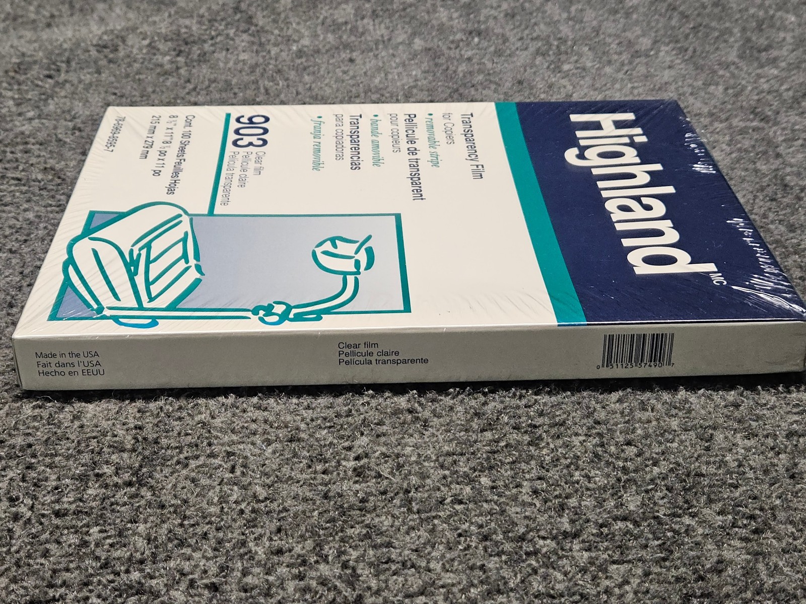 Highland 903 Clear Transparency Film for Copiers 100 Sheets 8 1/2 x 11 *NEW*