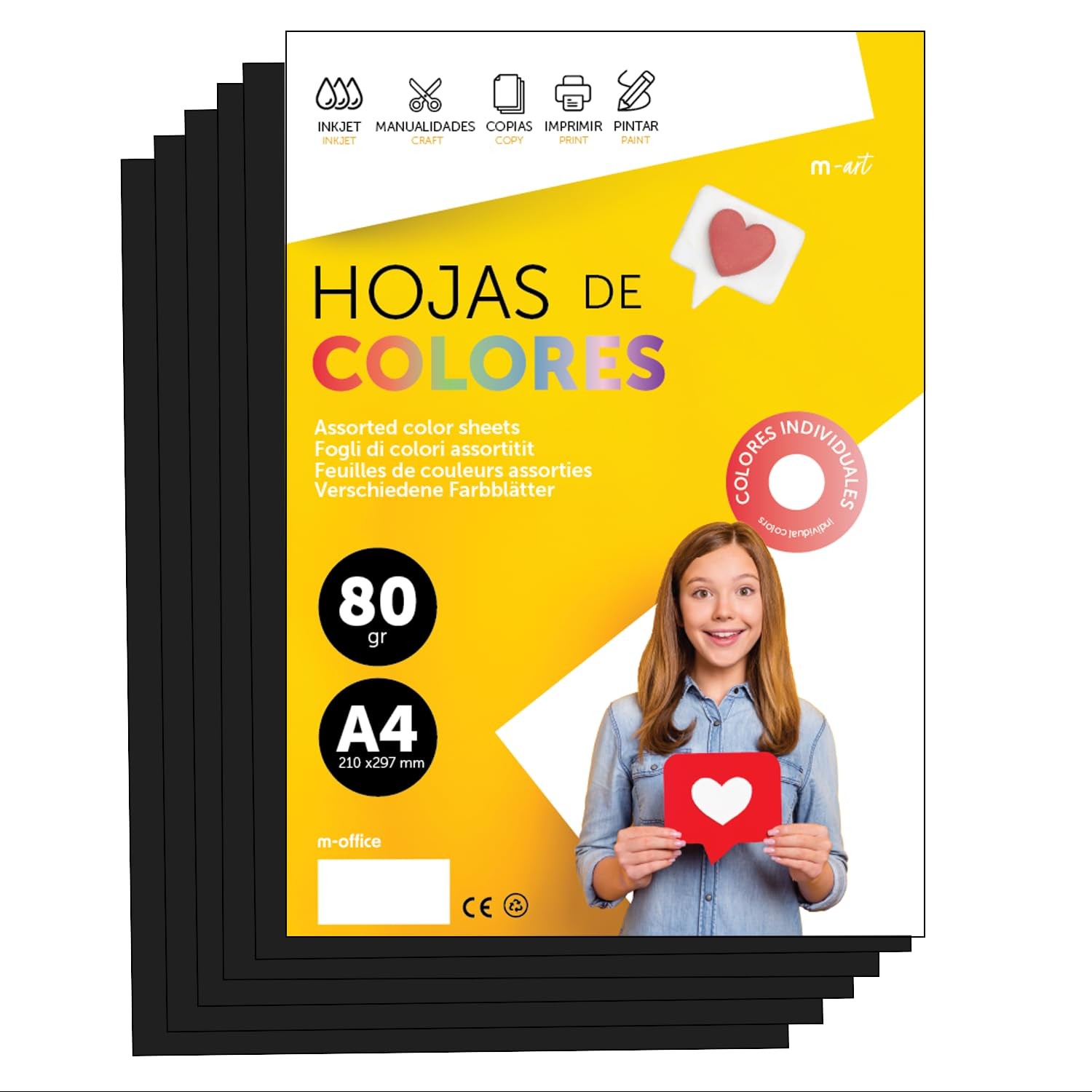 Colourful Paper A4 80g for Printers & Crafts, Coloured Sheets for Kids, Creat…