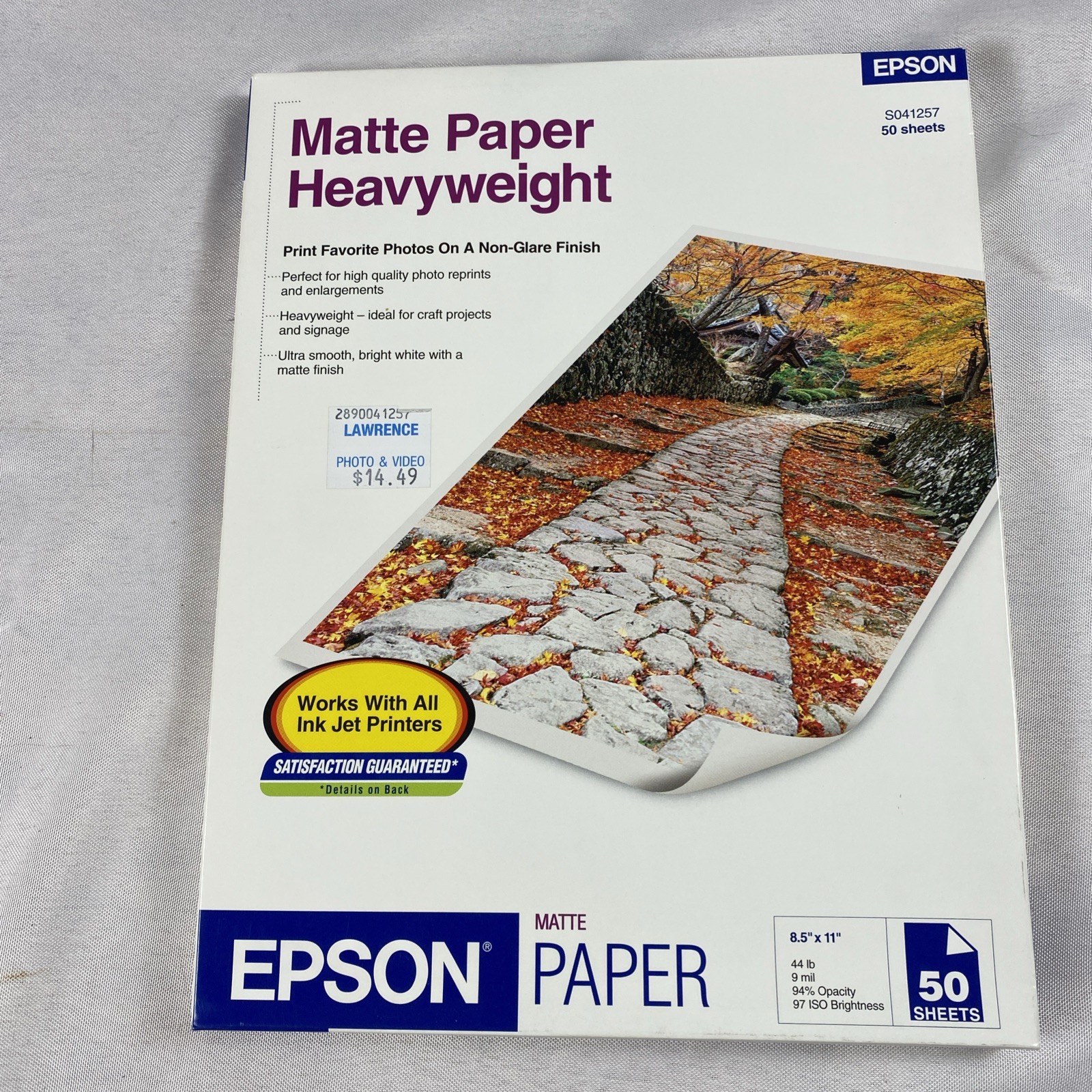 Epson Matte Heavyweight Photo Paper Crafts 8.5″ x 11″ 50 Sheets Non Glare 9 Mil