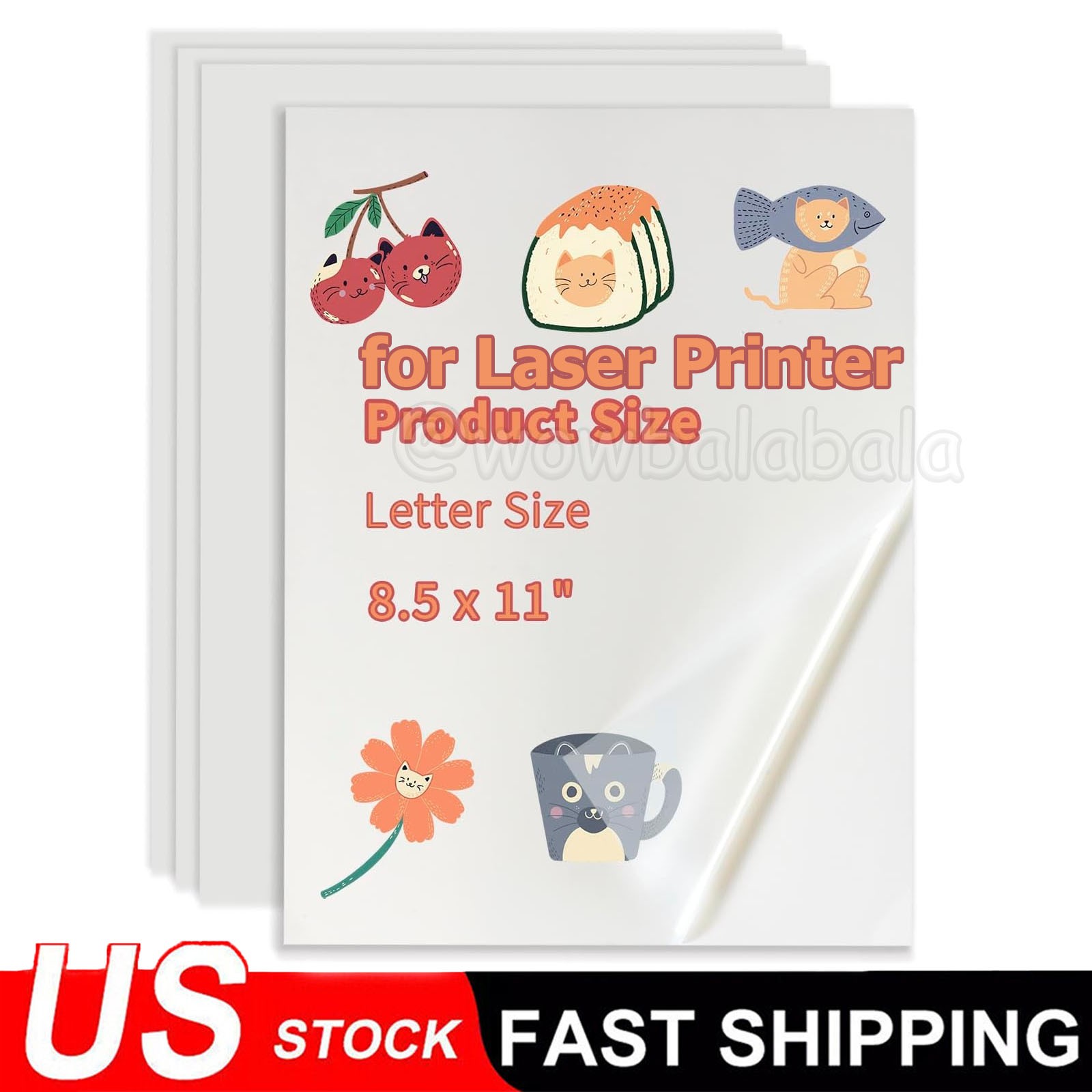 20x For Laser Printer 8.5×11 Printable Vinyl Sticker Paper Sheet Clear Label