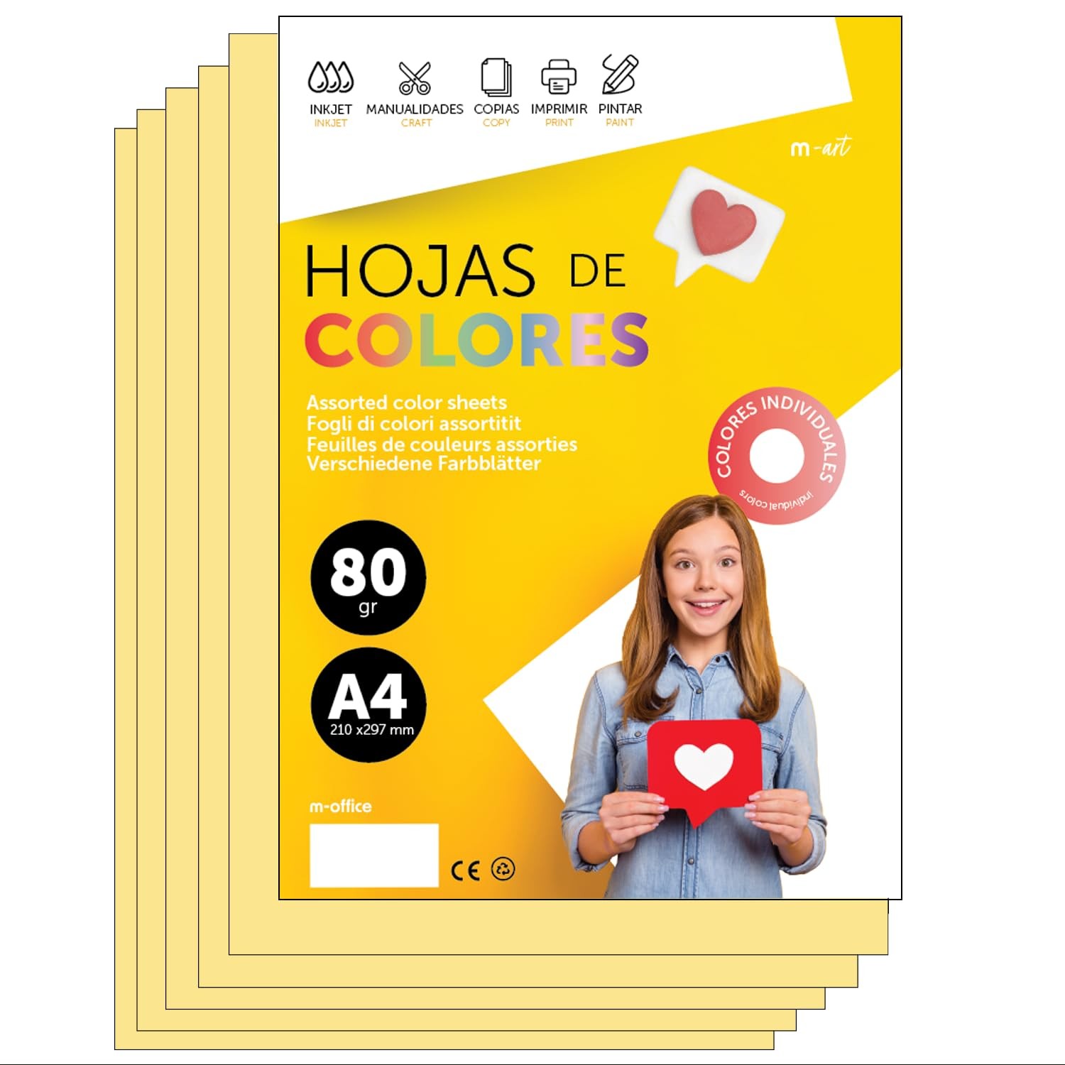 Colourful Paper A4 80g for Printers & Crafts, Coloured Sheets for Kids, Creat…