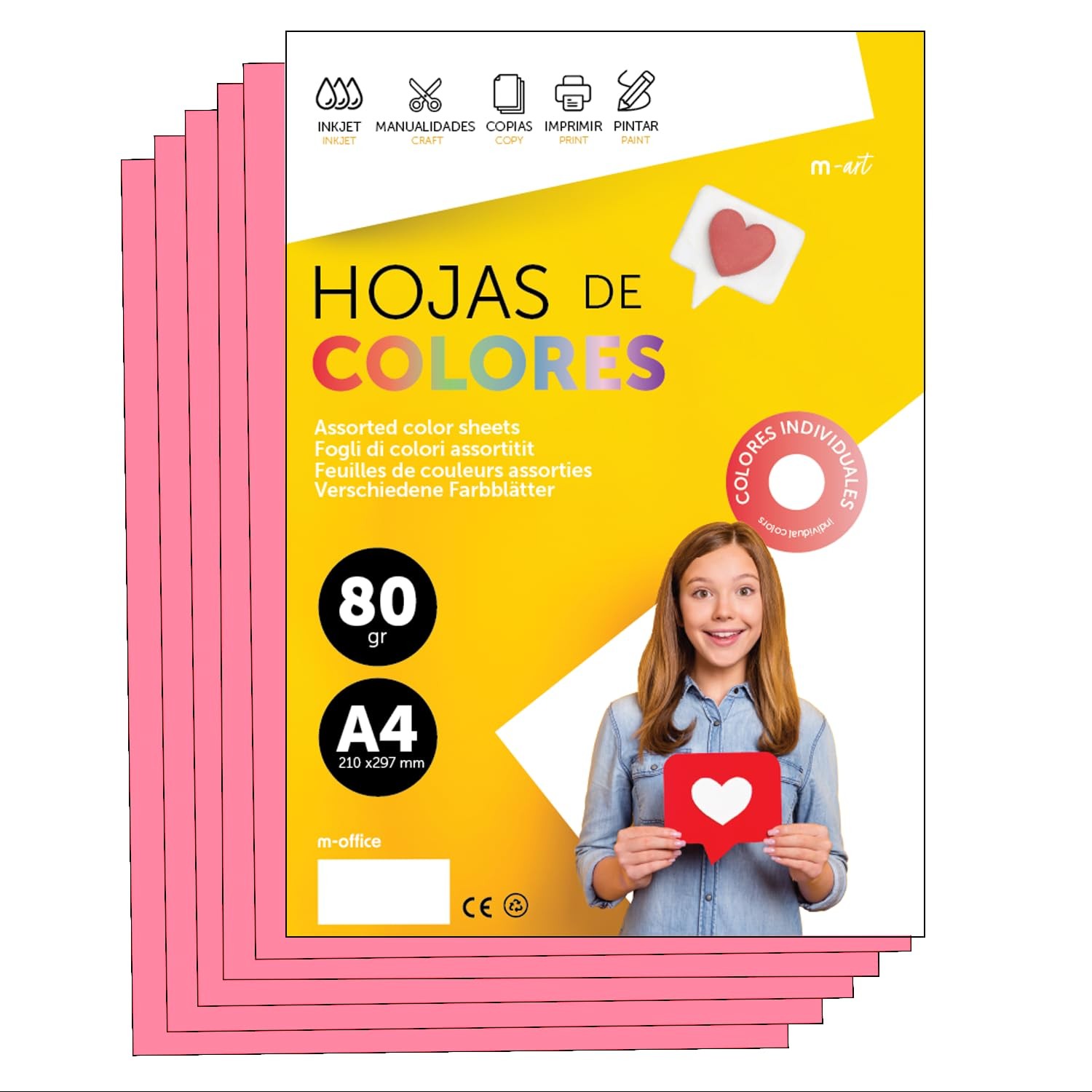 Colourful Paper A4 80g for Printers & Crafts, Coloured Sheets for Kids, Creat…