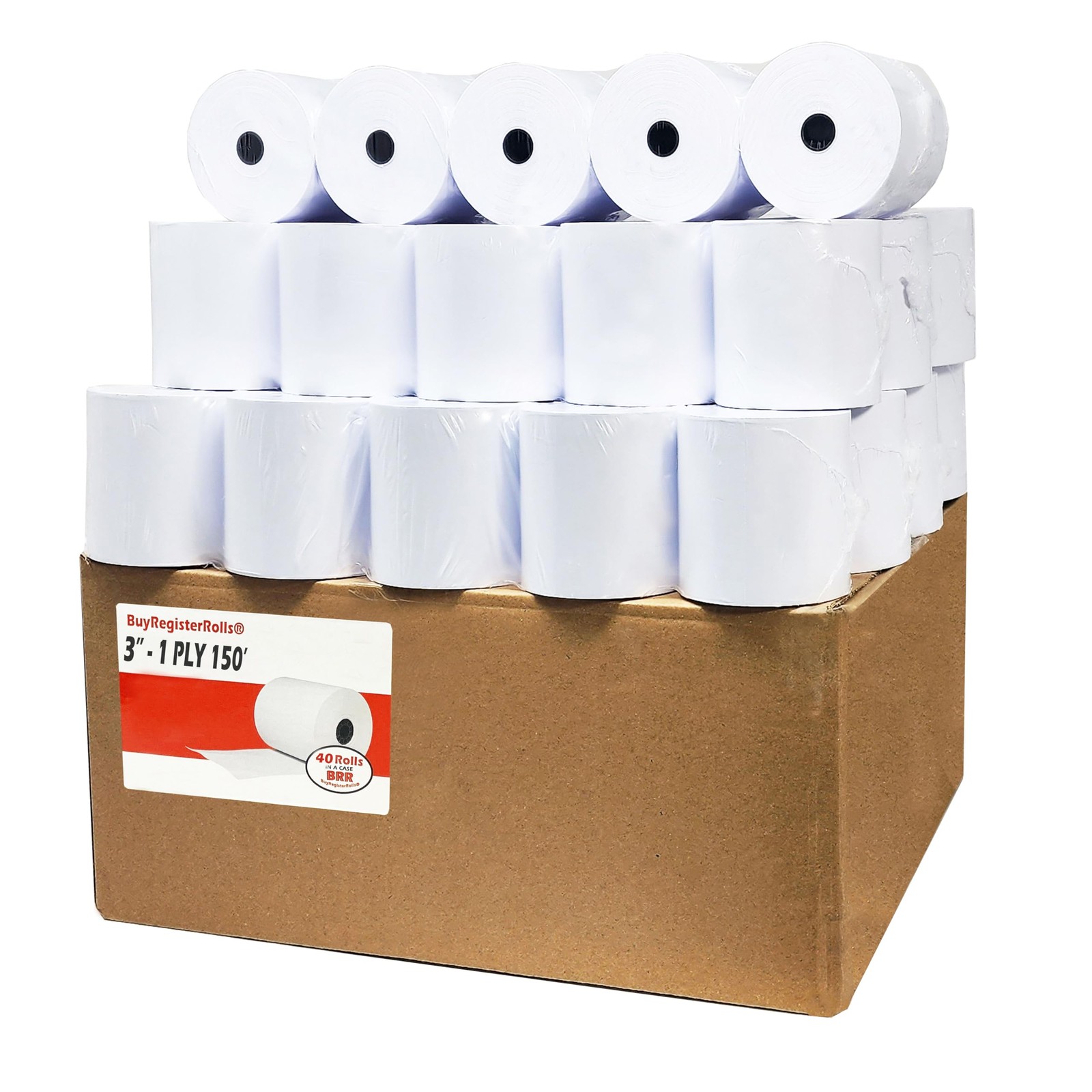 (40 Rolls) 3″ x 150’ 1 Ply Bond (Non –Thermal) 3 inches x 150 feet, berry