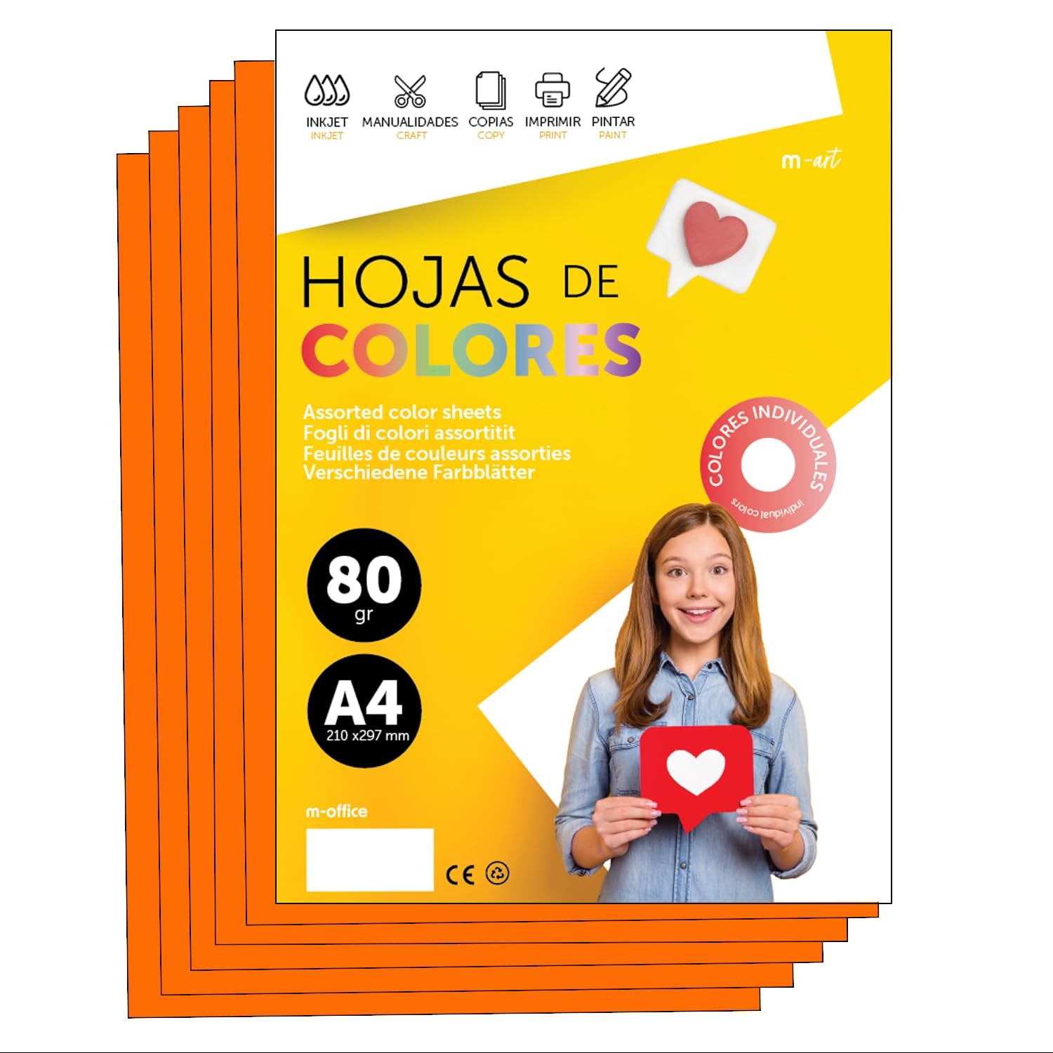 Colourful Paper A4 80g for Printers & Crafts, Coloured Sheets for Kids, Creat…