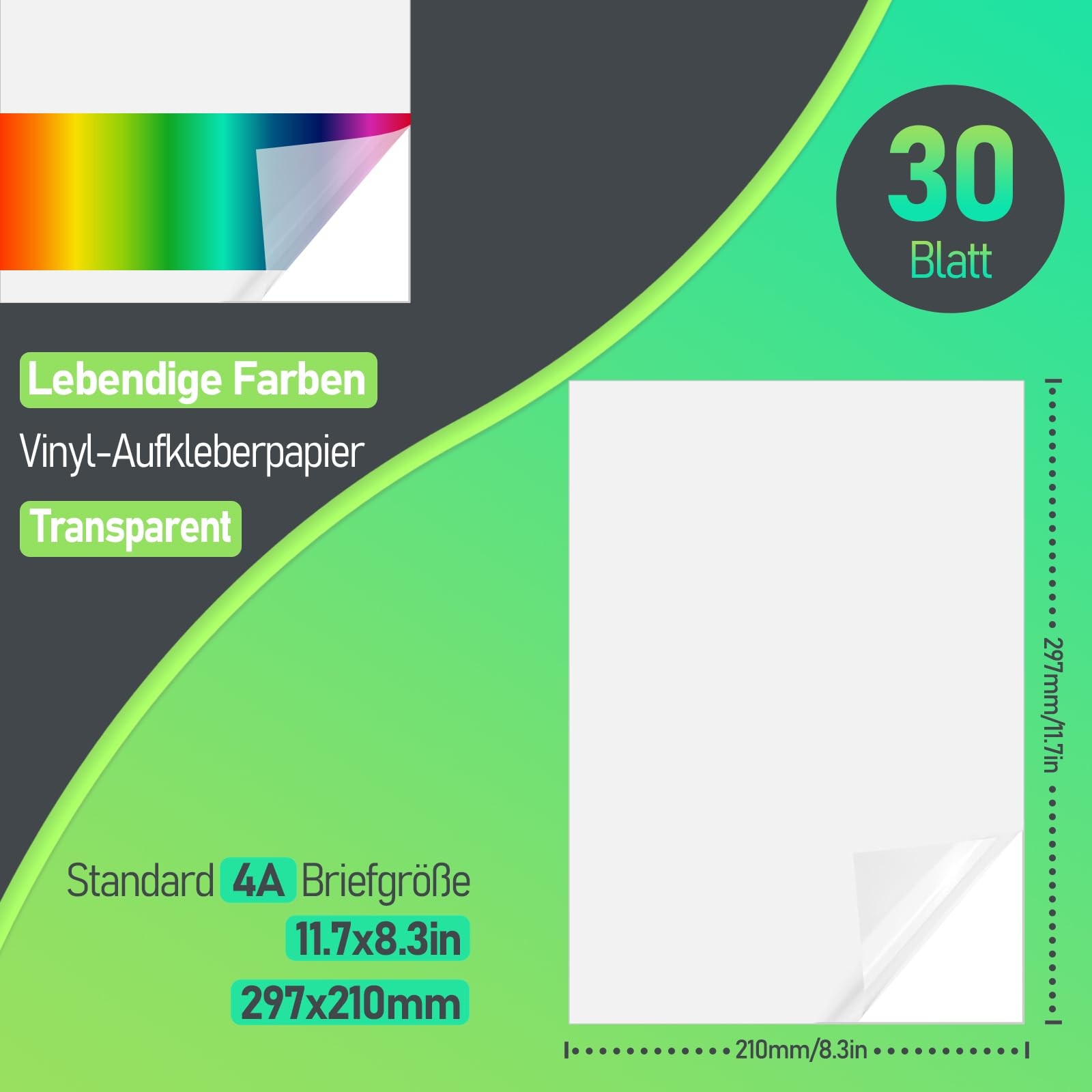 30 Sheets Vinyl Decal Paper for Inkjet Printers, Transparent, Self Adhesive…