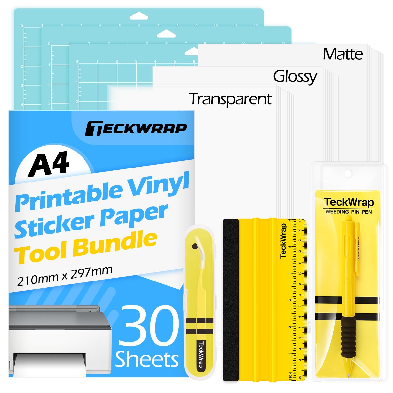 Printable Vinyl Sticker Paper, (MatteGlossyTransparent) Inkjet Printable Stic…