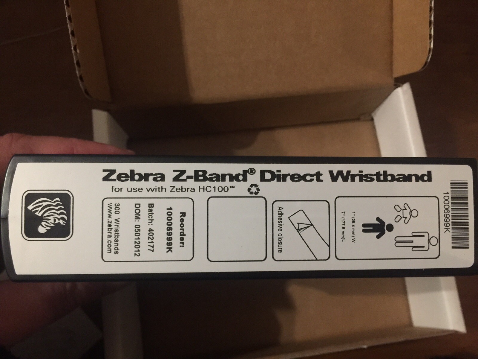 Zebra Z-Band Soft Wristbands 10006999K- 300 Bands Cartridge