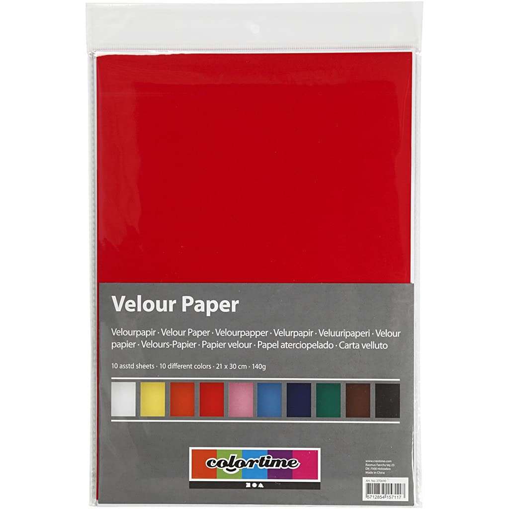 100263 Velour Paper, A4, 21 x 30 cm, 140 g, 10 Sheets, Blue