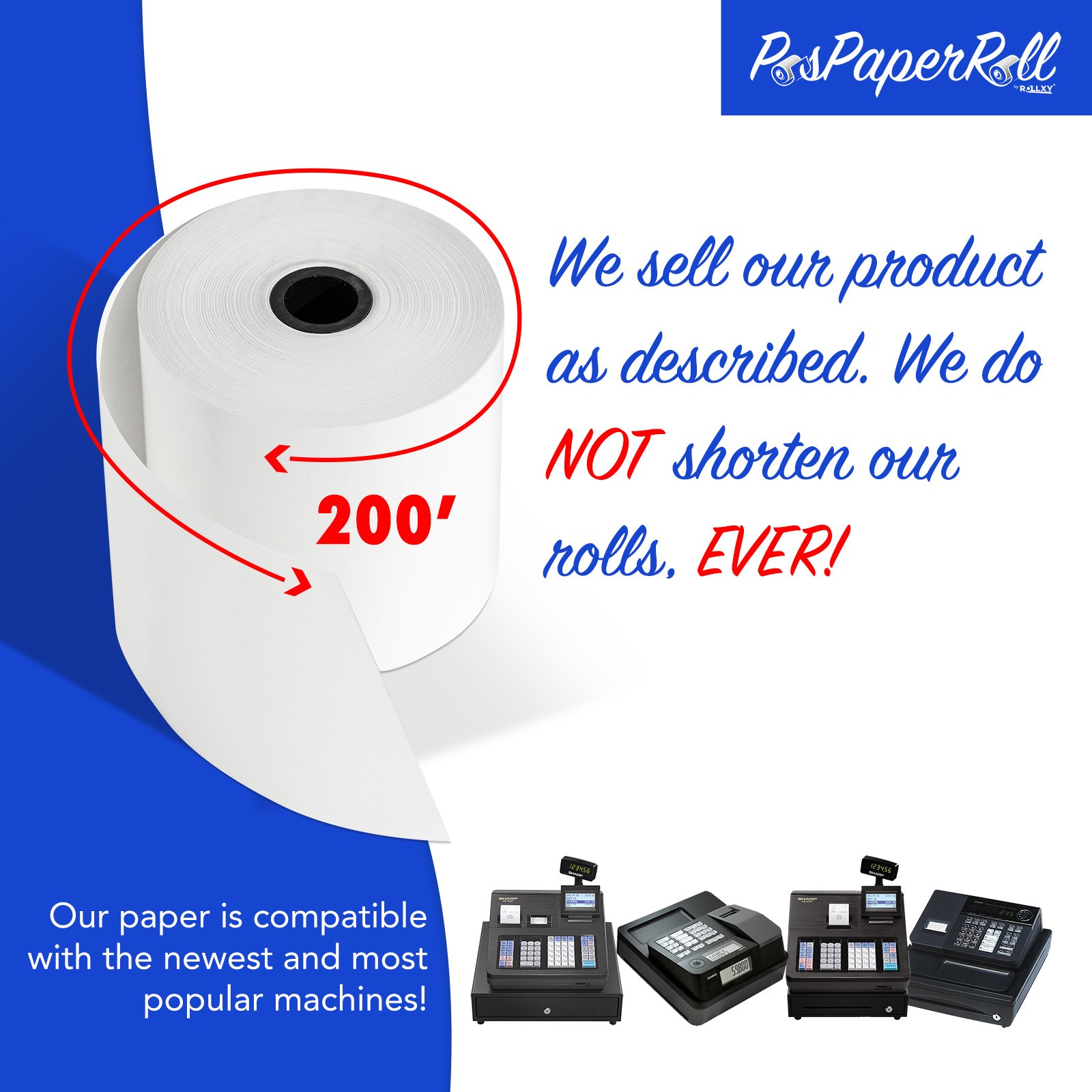 2 1/4″ x 200′ Thermal Paper Rolls for Veeder Root TLS350 TM2 TM3 Towa/TCA/Konic