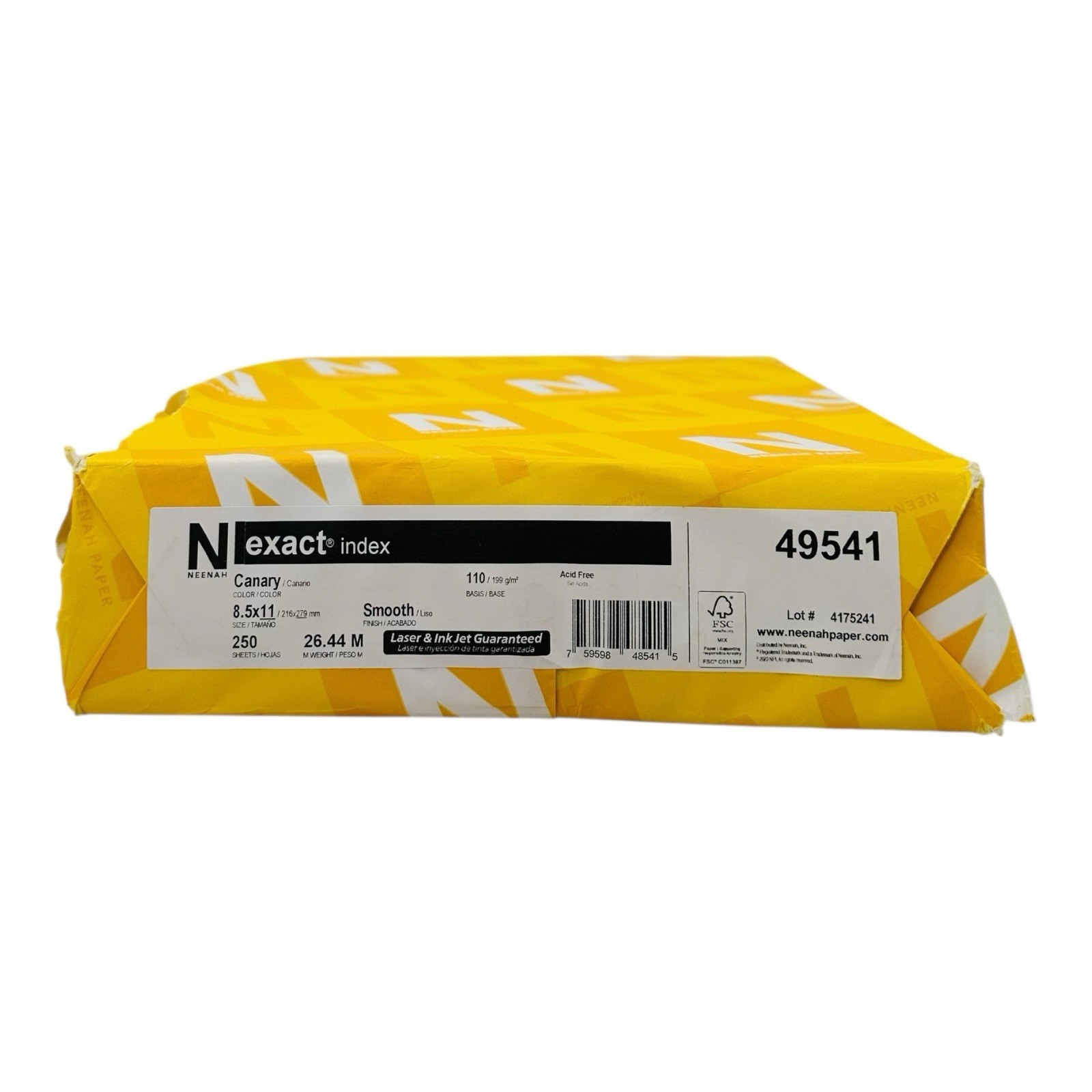 250 Sheets Neenah Exact Index 8.5″ x 11″ Canary Printer Paper 110 Basis