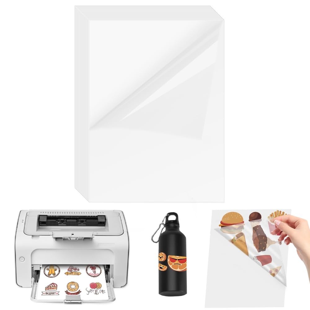 50pcs A4 self-adhesive films printing adhesive films printer paper transparent…