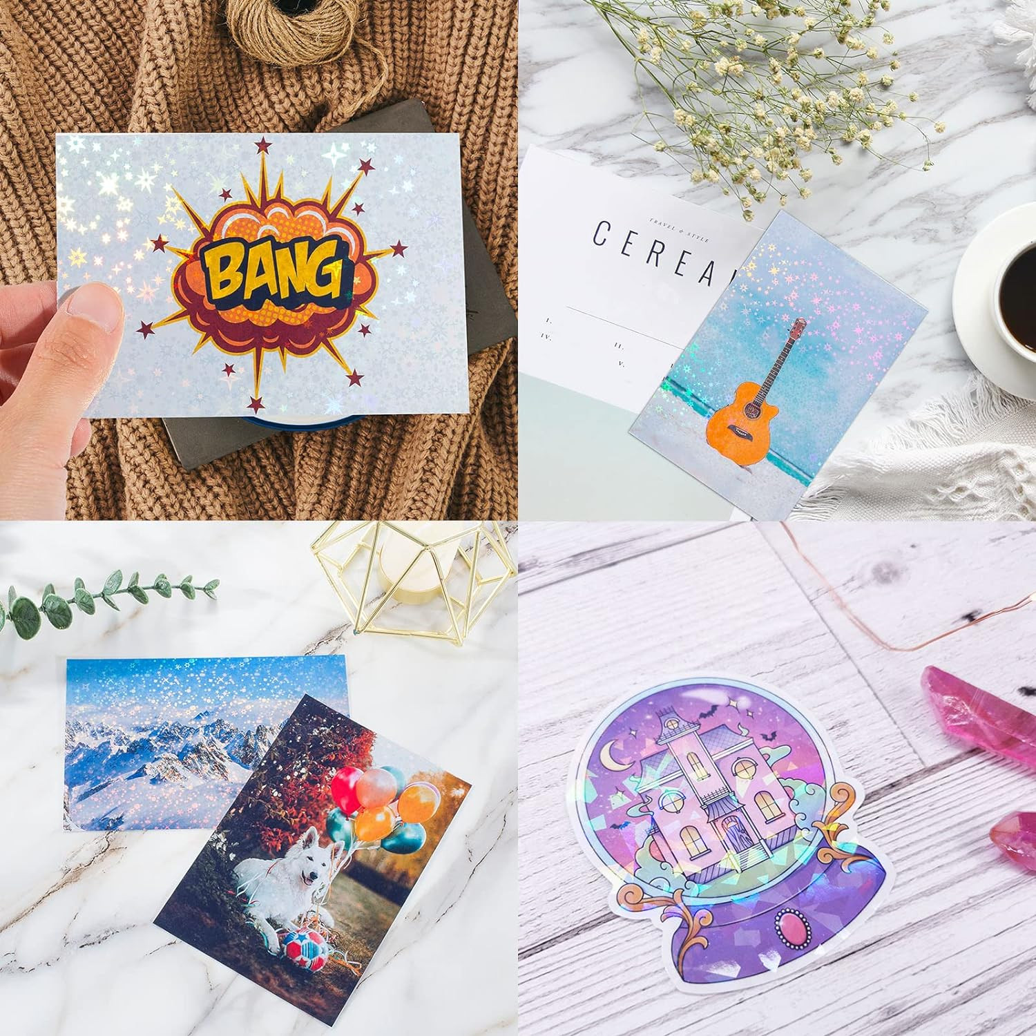 36 Sheets Vinyl Printable Sticker Paper A4 Size (8.25″ X 11.7″) Glossy Holograph