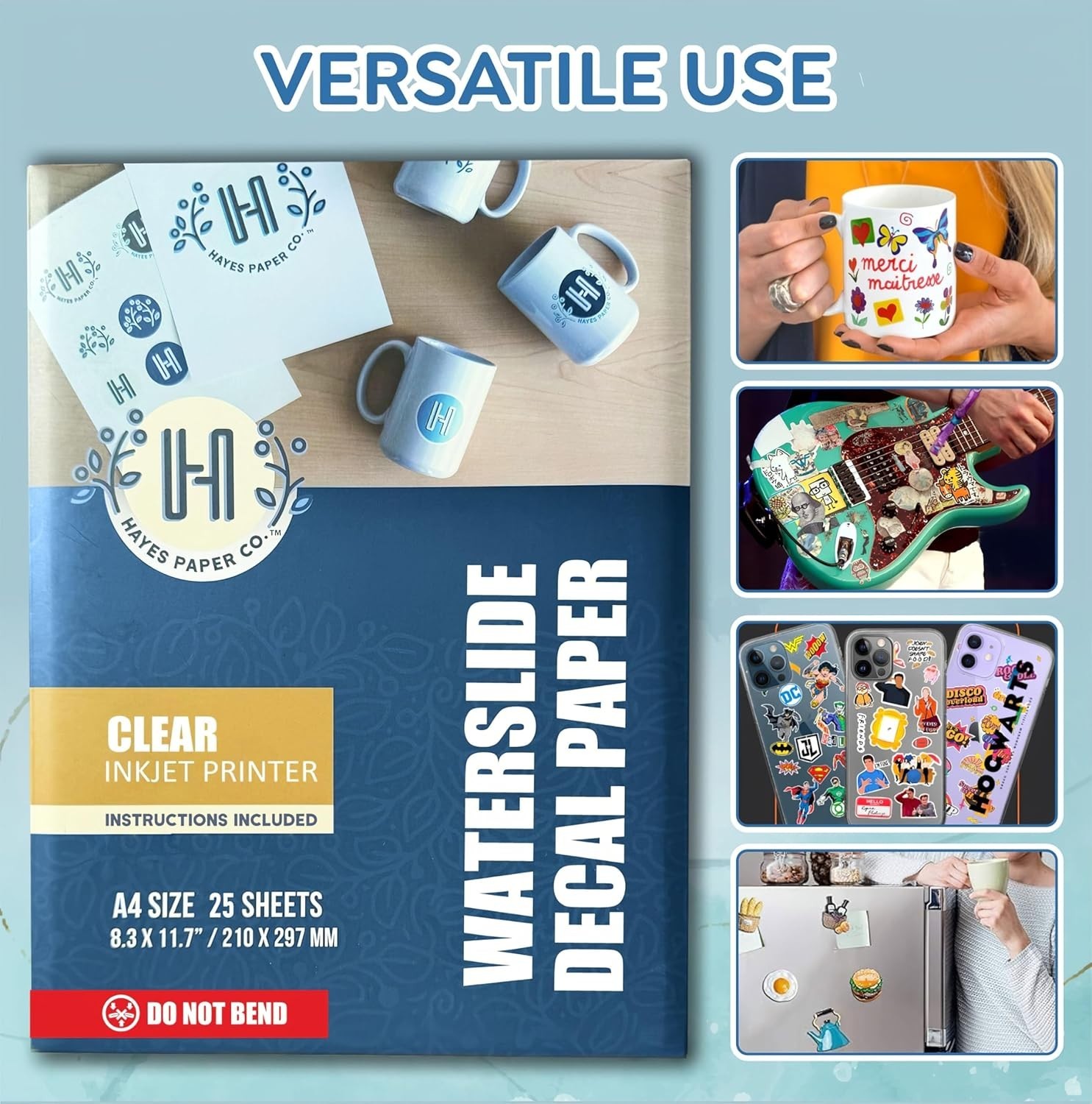 Eco-Friendly Waterslide Decal Paper – 25 Clear A4 Sheets for Stunning Prints