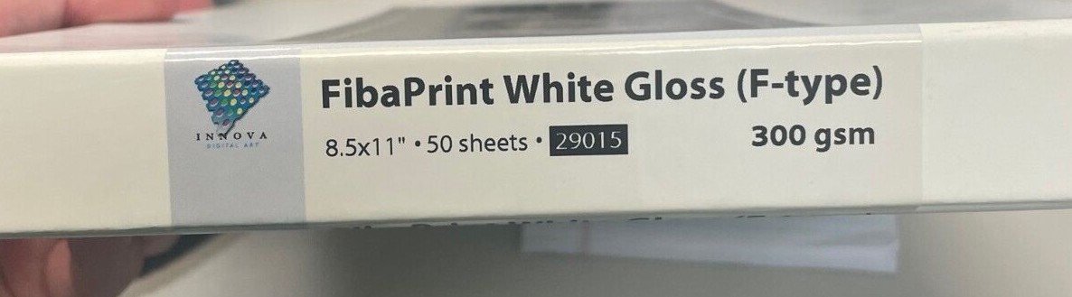 Innova FibaPrint White Gloss (F-Type) Inkjet Paper 8.5×11″ 300 GSM BRAND NEW