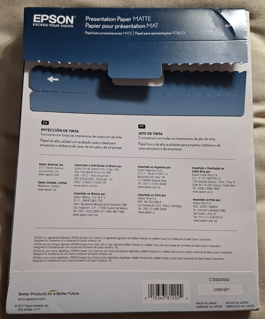 Epson Presentation Paper Matte Inkjet 8.5″ x 11″ 100 Sheets New S041062