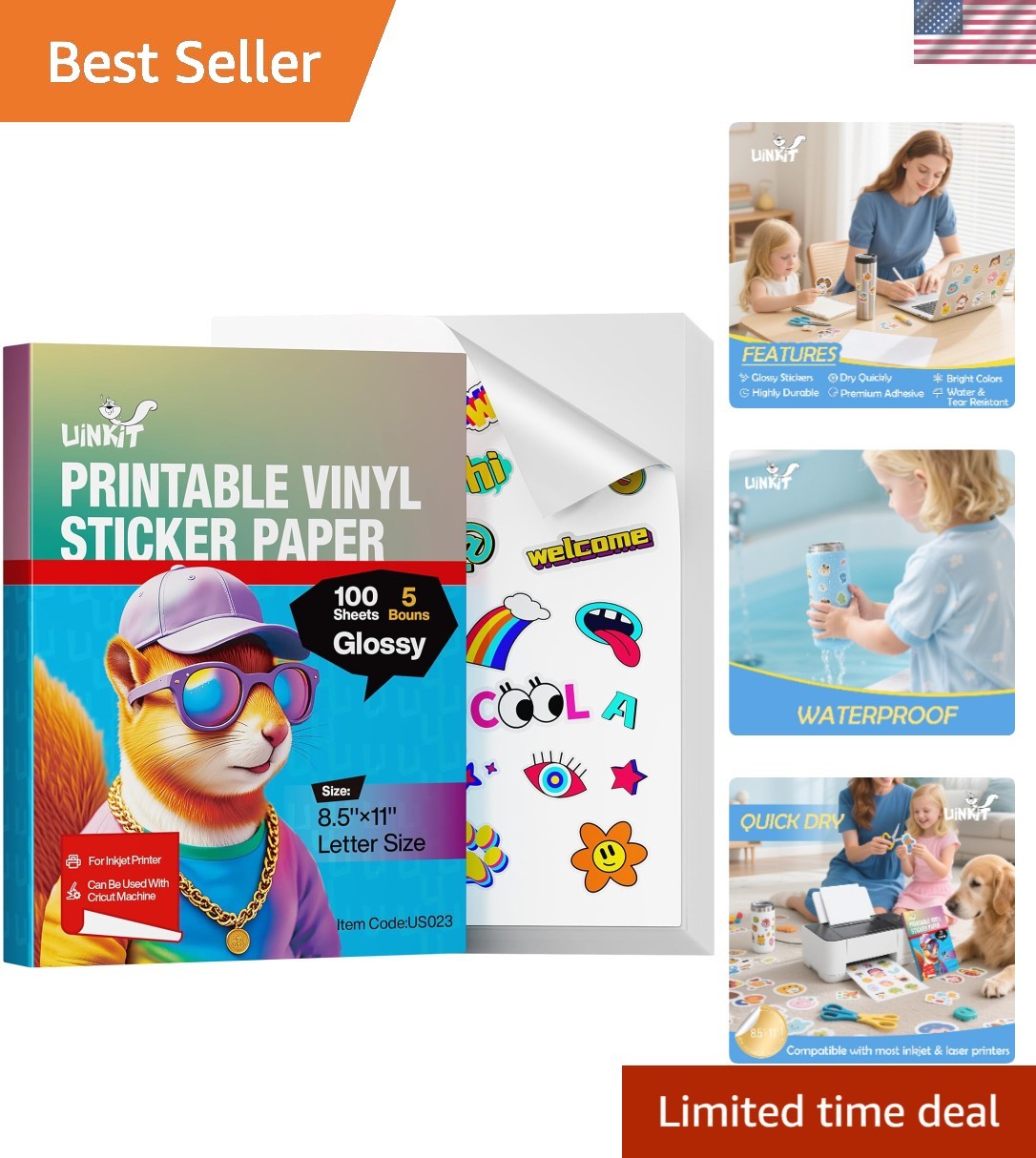 105 Sheets Printable Vinyl Sticker Paper for Inkjet Printer Cricut,included …