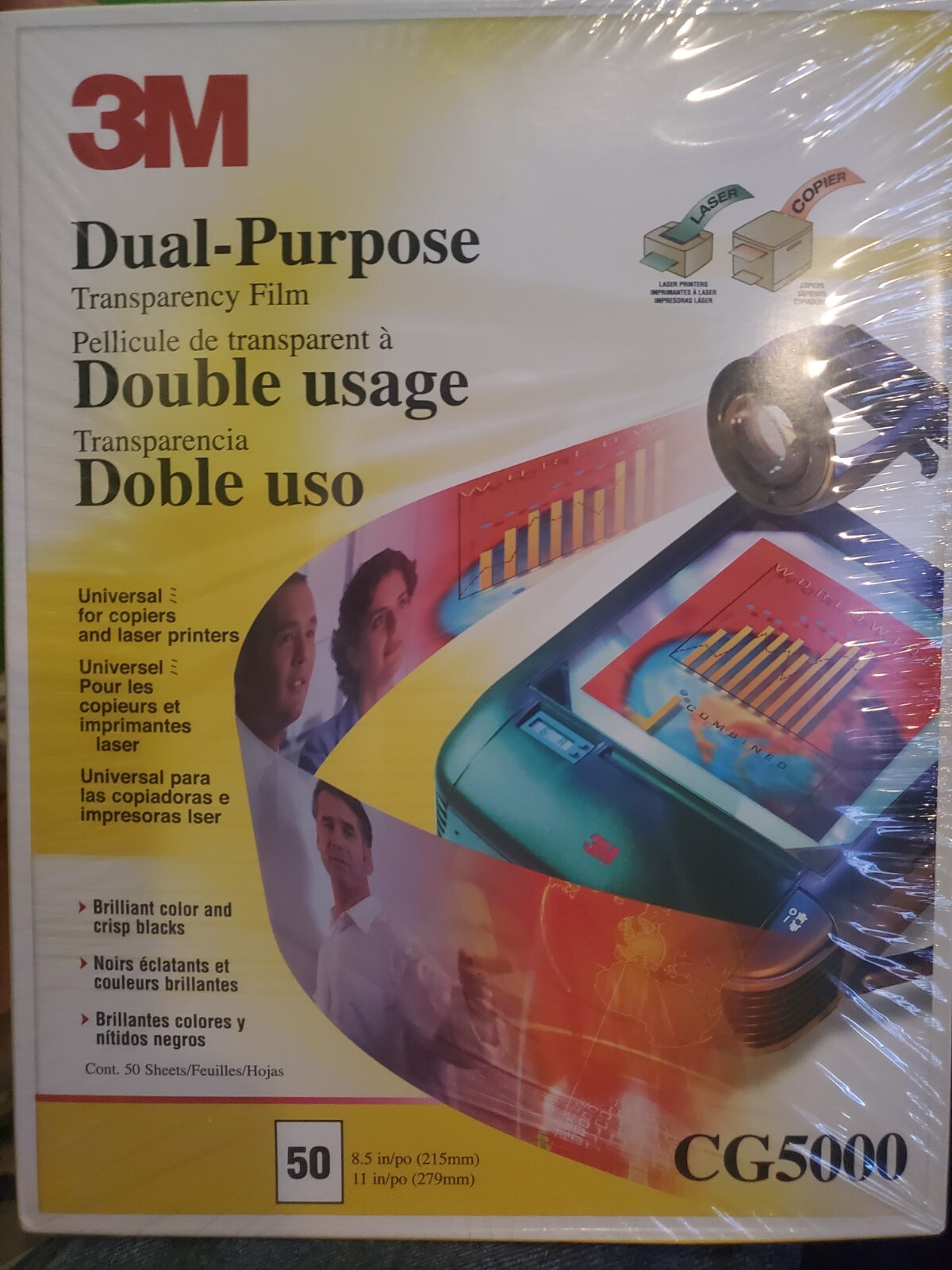 New !3M CG5000 Multipurpose Transpareny Film Printer Paper. Double Usage.