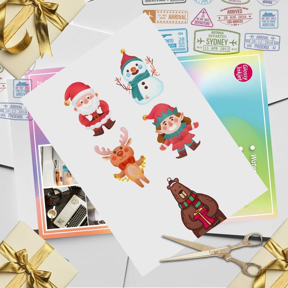 Sticker Paper for Printing A4 Glossy White – 20 Sheets, Waterproof Vinyl Blue…