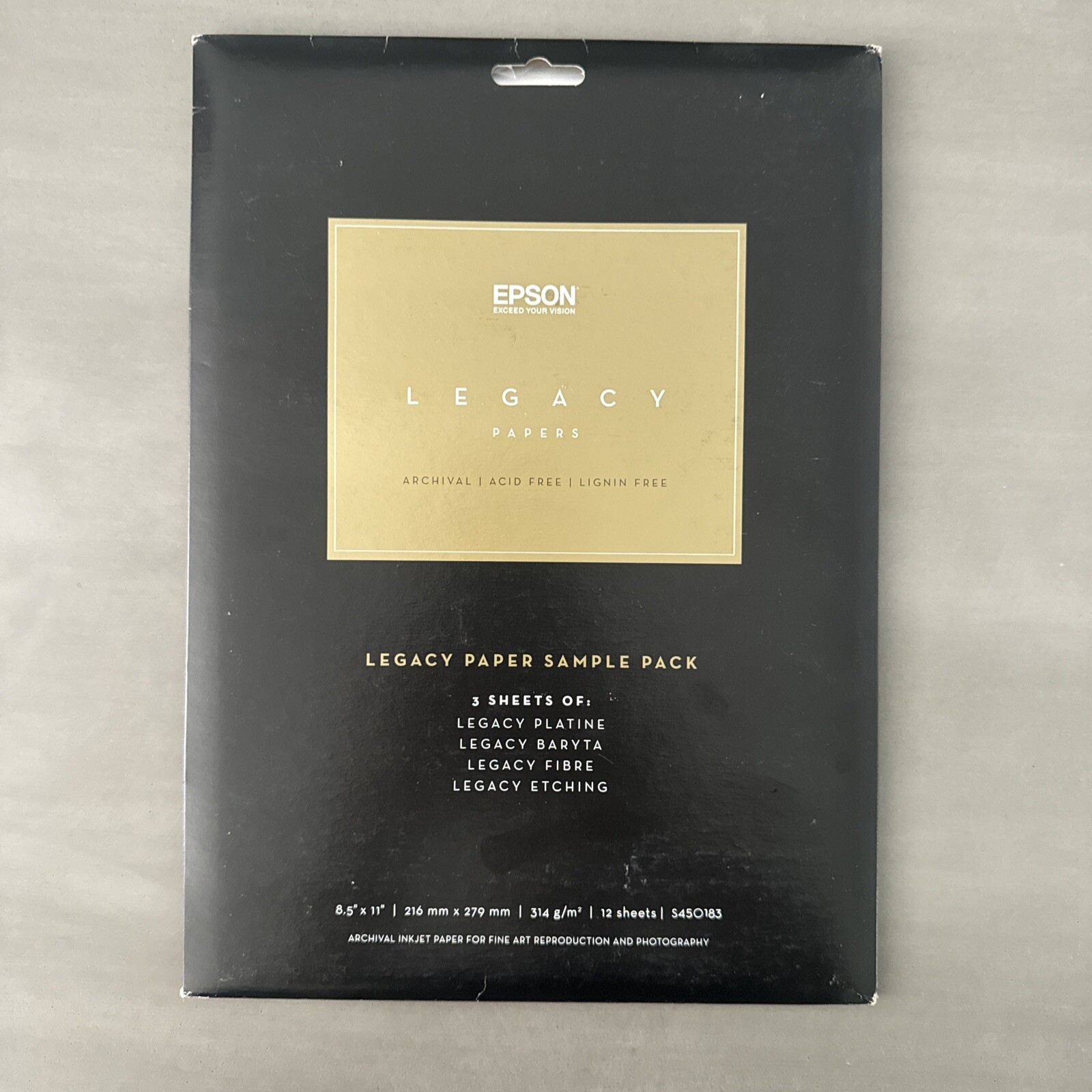 Epson Legacy Sample Papers 8.5 x 11, 12 sheets, Platine, Baryta, Etching, Fibre
