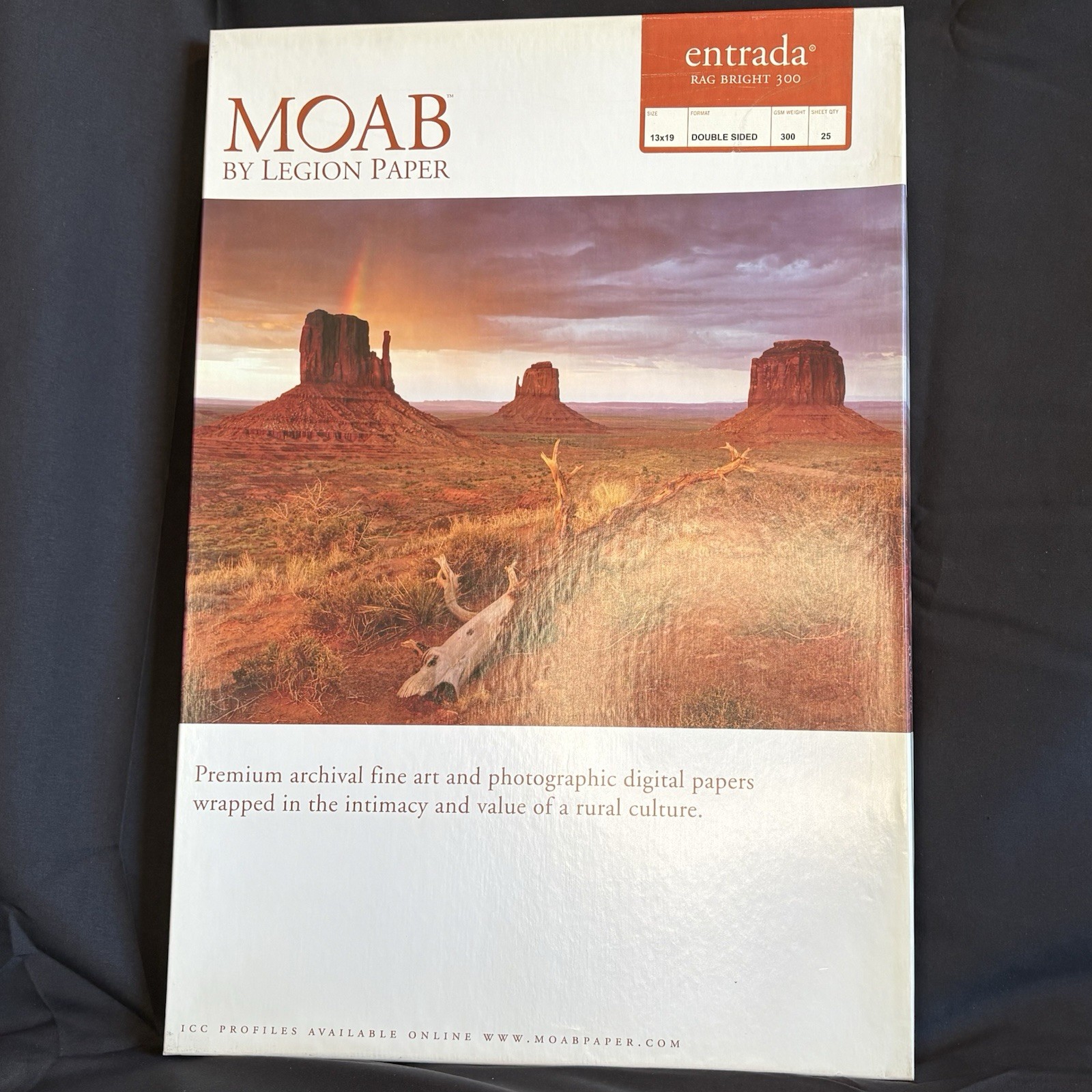 Moab by Legion Paper 13″x19″ Entrada Double Sided Rag Bright 300 gsm 20 Sheets
