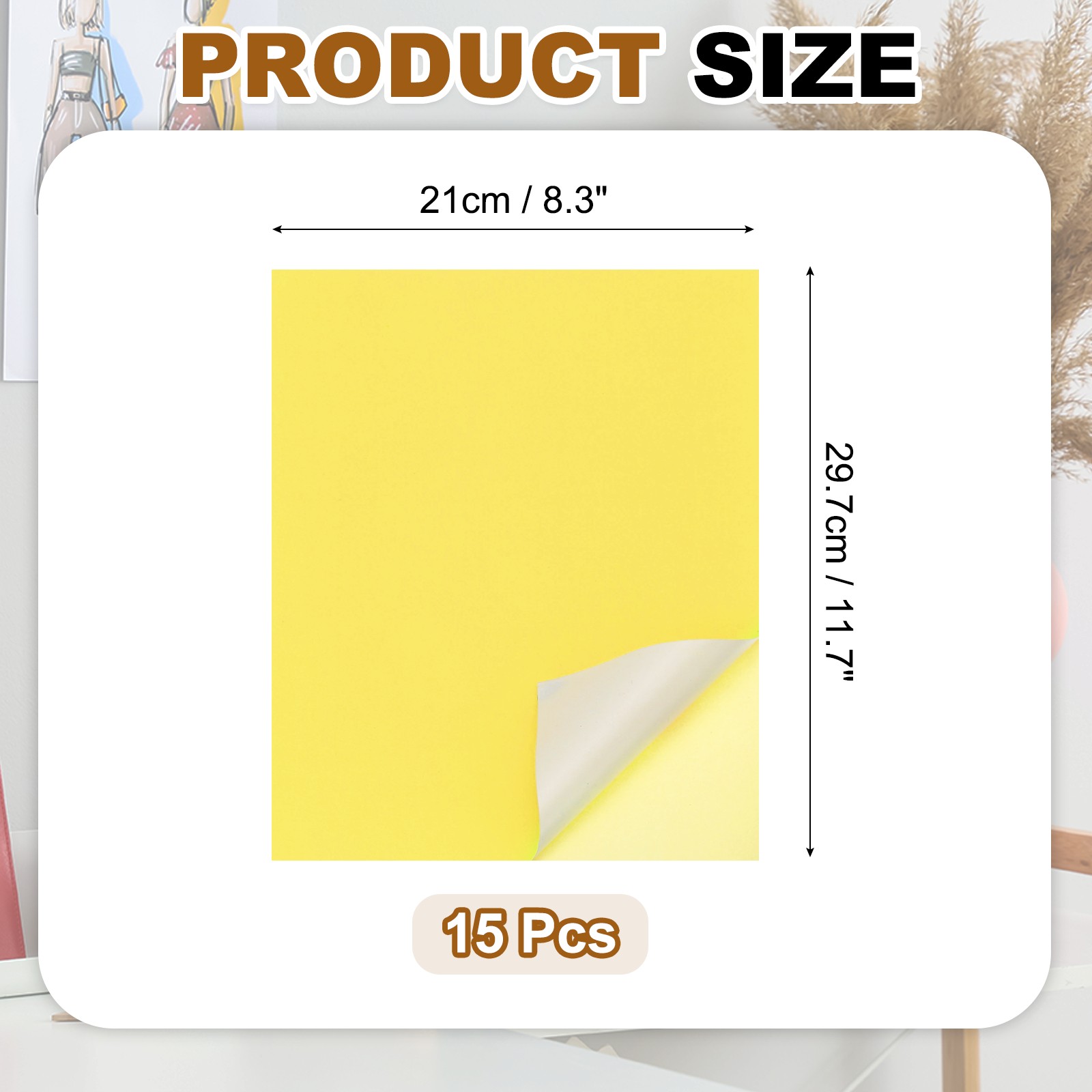 15 Sheets Printable Self Adhesive Sticker Paper for Inkjet Printer, Yellow