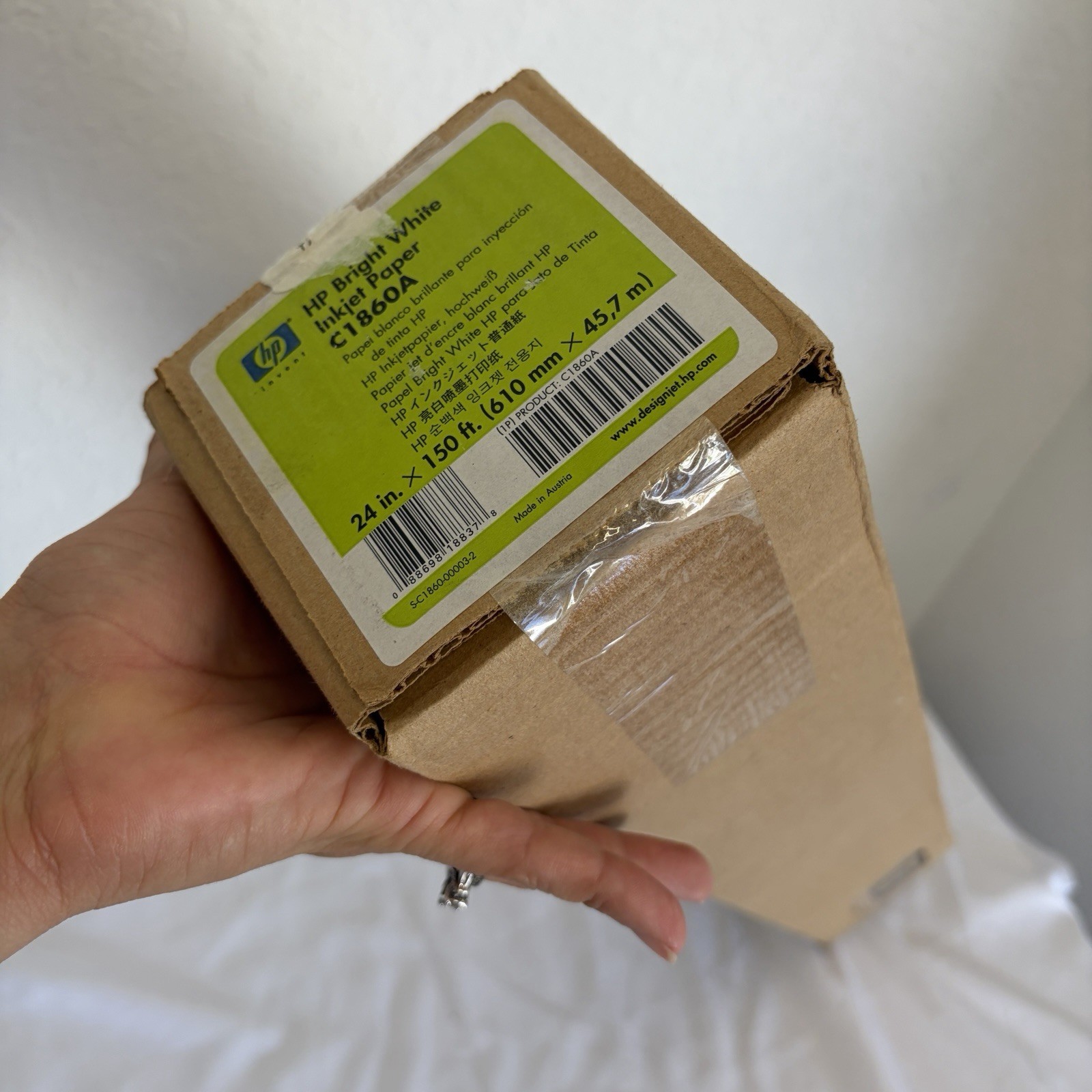 HP Bright White Inkjet Paper C1860A 24in x 150ft made in Austria, office, print