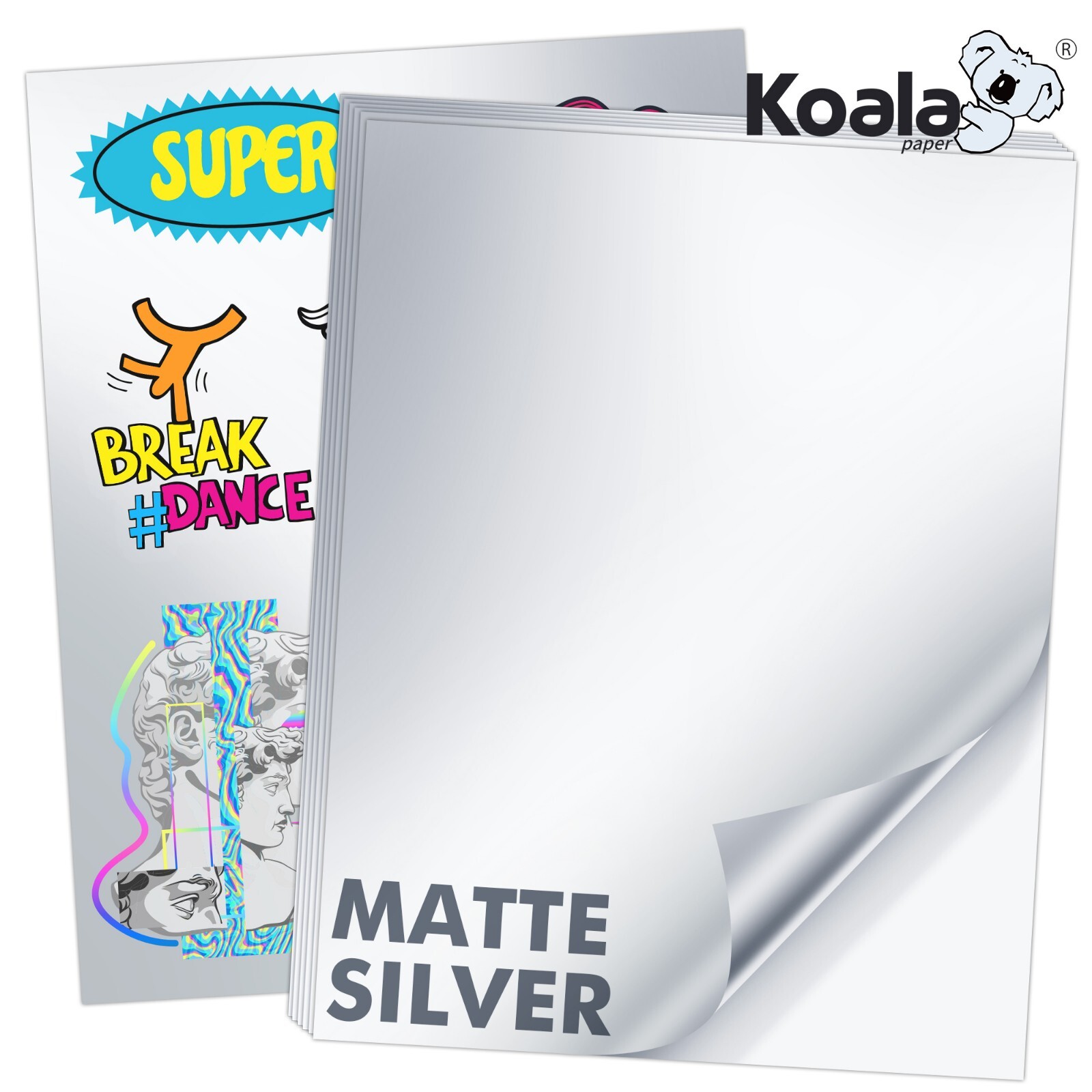 Koala Printable Vinyl Sticker Paper Inkjet Printer Matt Silver Waterproof 8.5×11