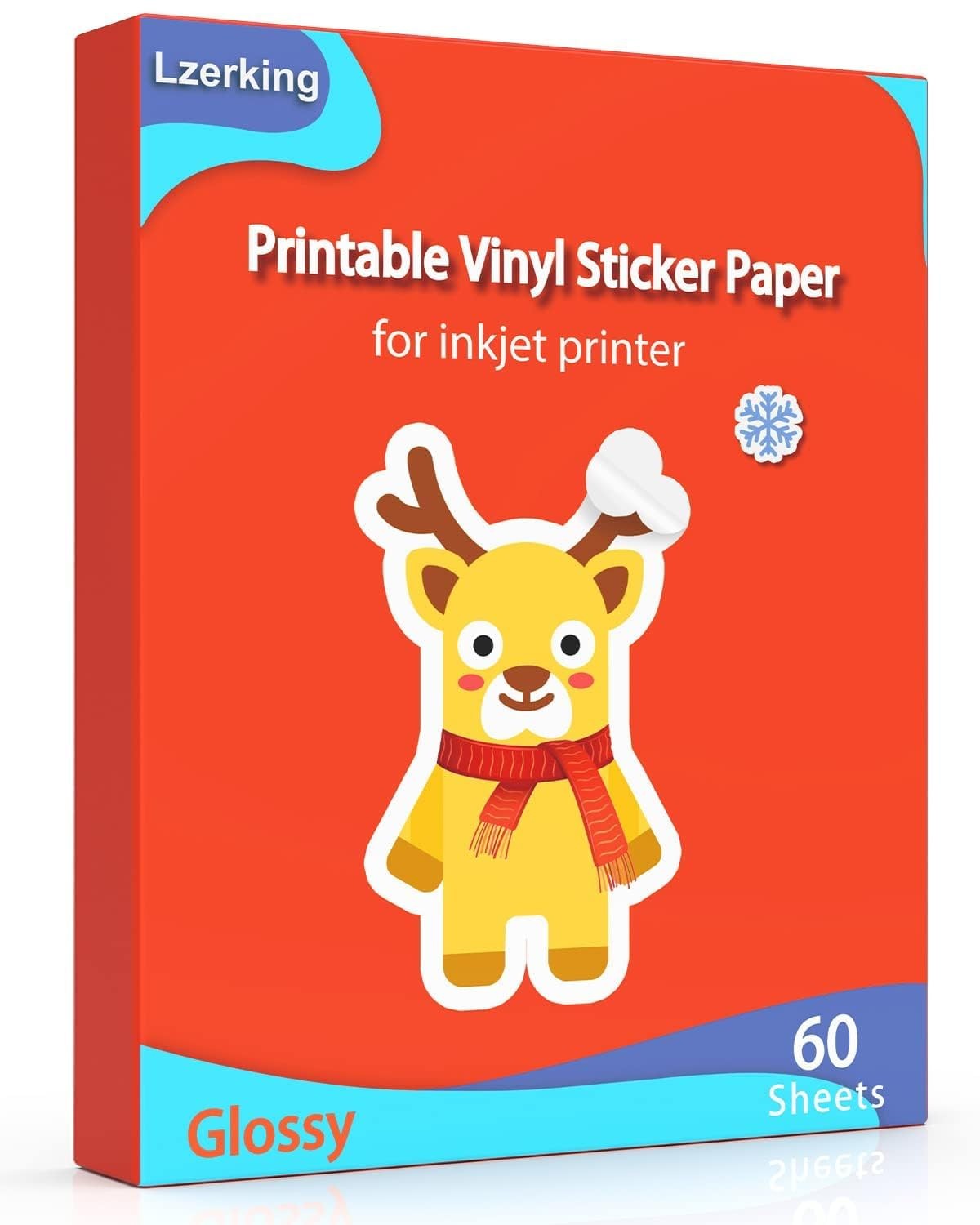 Sticker for Inkjet & Laser Printer, 60 Sheets Glossy Printable Vinyl Waterpro…