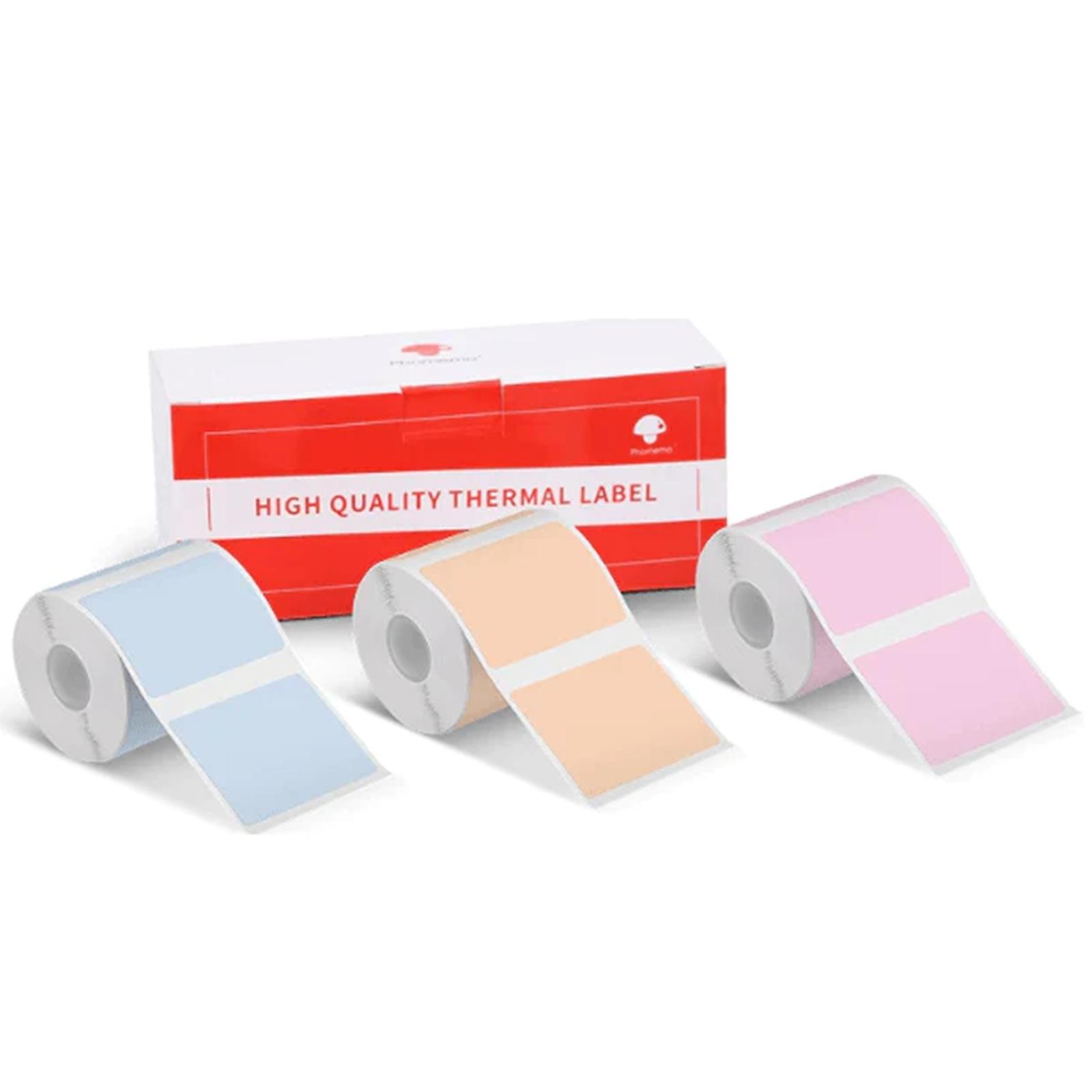 Etiquetas Térmicas para Phomemo M110 – 40×30 mm, Azul, Rosa y Caqui