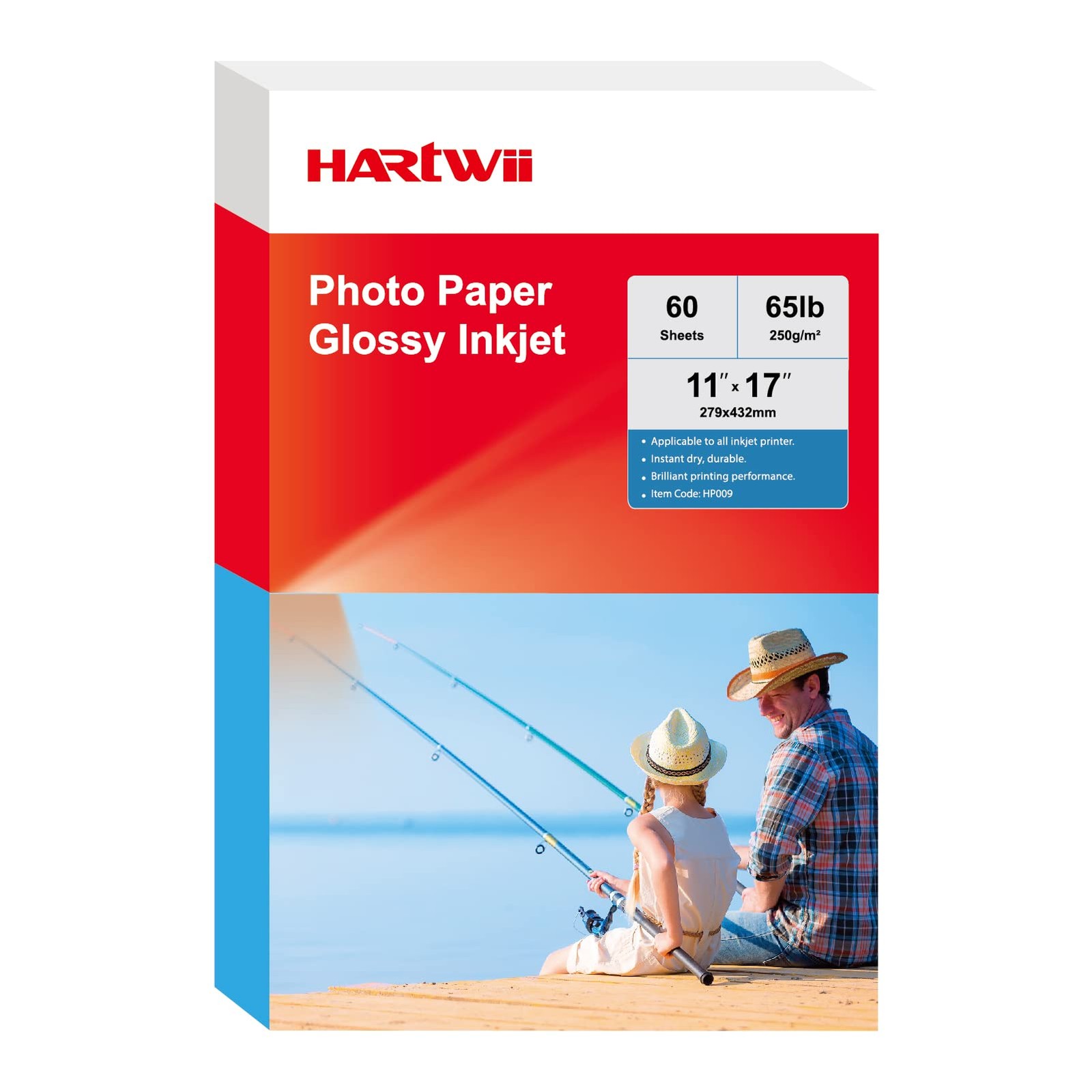 60 Sheets Heavyweight Inkjet Glossy Photo Paper 11×17 Inch 65lb 250gsm A3