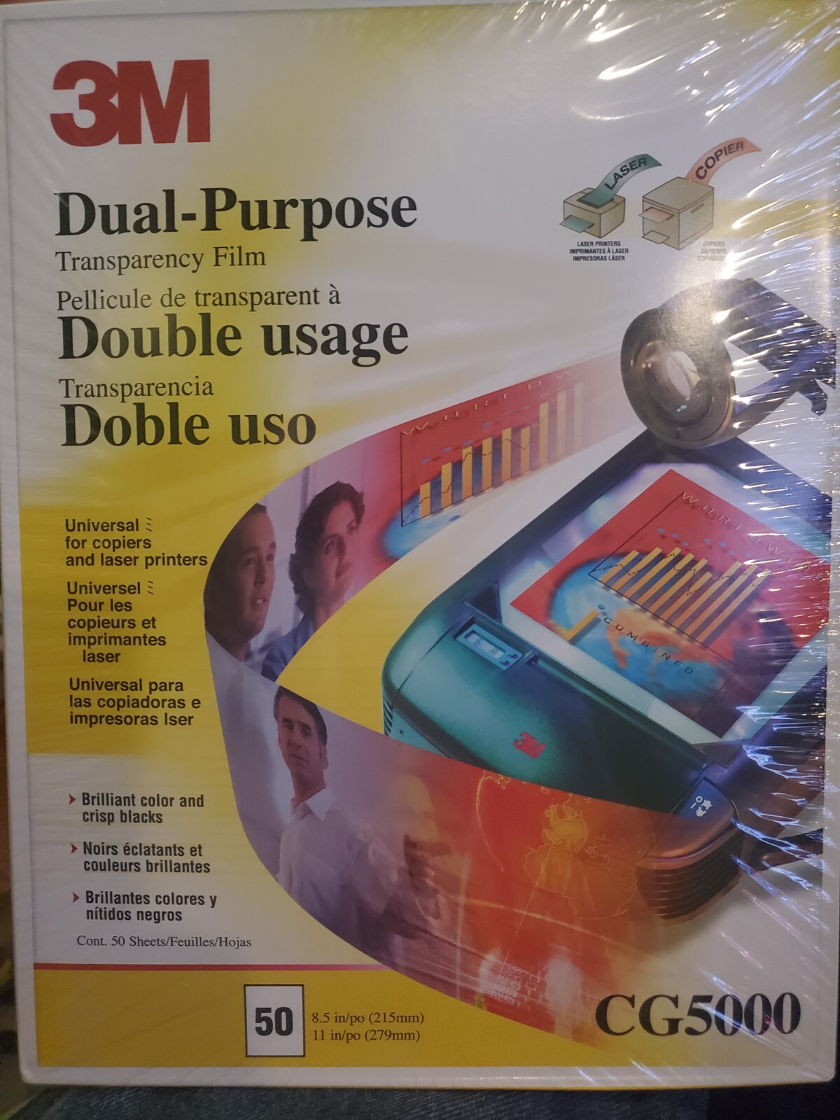 New !3M CG5000 Multipurpose Transpareny Film Printer Paper. Double Usage.