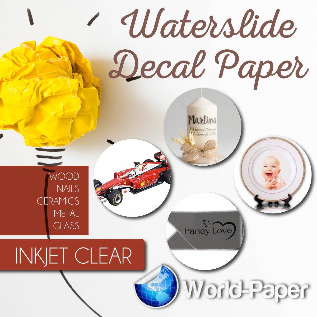 10 Sheet CLEAR INKJET Waterslide Decal Transfer Paper for personalized 8.5×11