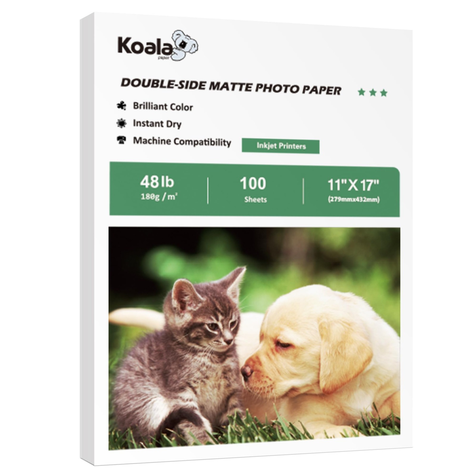 100 Sheets Koala 11×17 Inch Photo Paper DoubleSide Matte 180GSM Inkjet 48LB