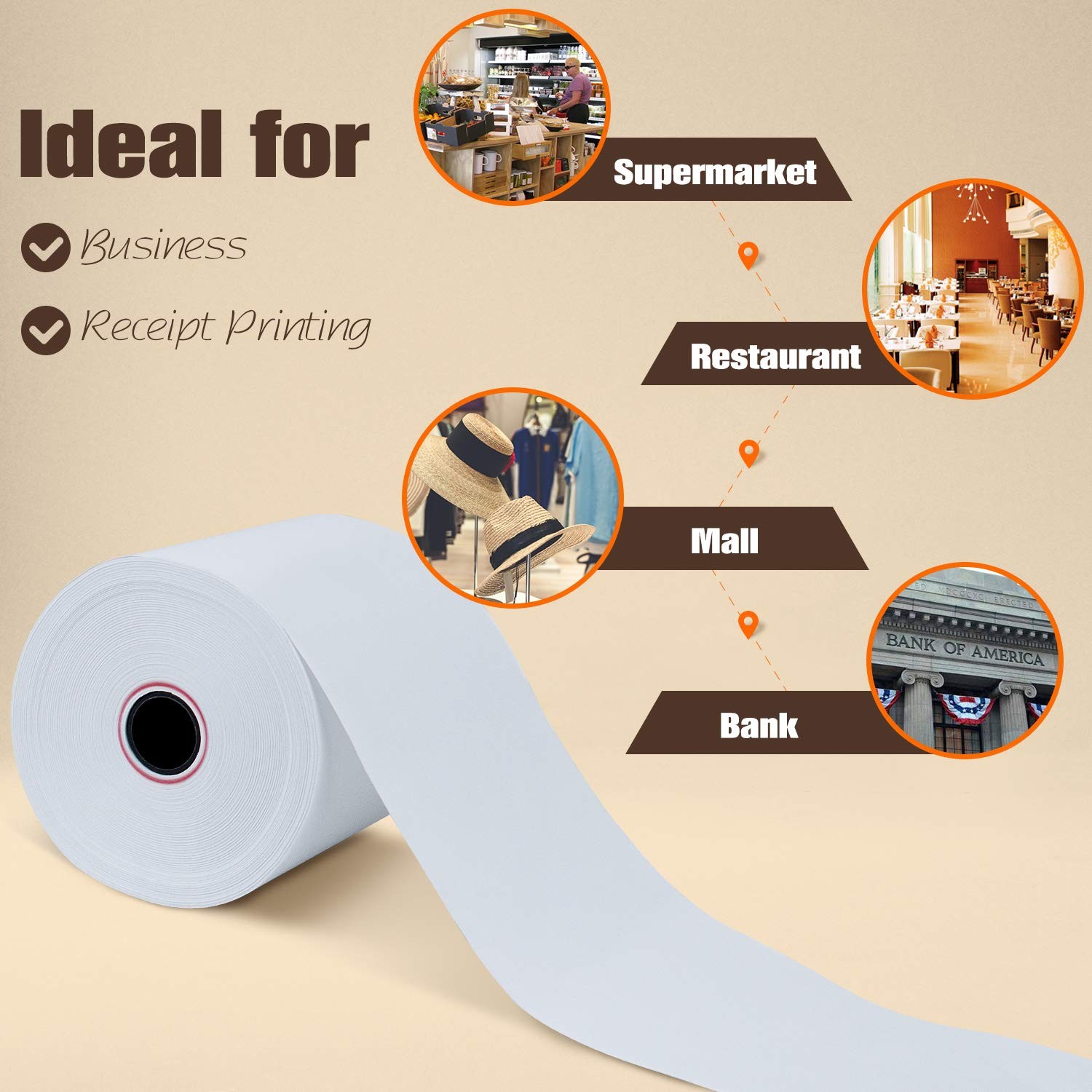 TK Thermal King, (30 Rolls) 3 1/8″ x 230′ Paper, 3-1/8″ x 230′, White