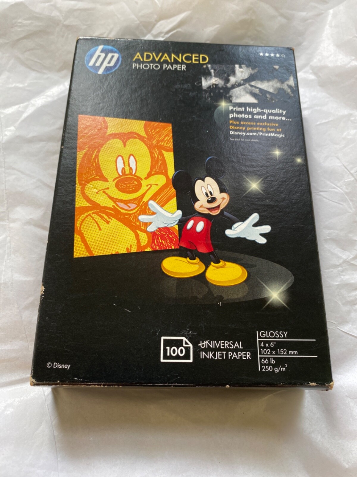 Unopened Disney HP Advanced 4 X 6 Glossy Photo Paper 100 Count Q2238A 2010