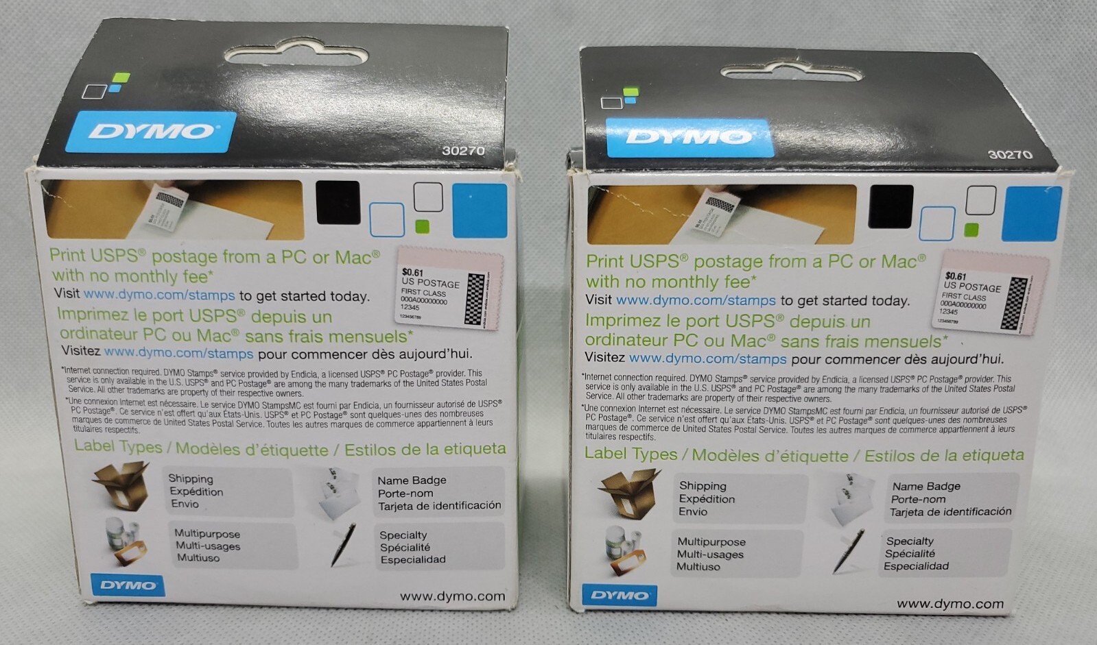 2 Pack DYMO LabelWriter Continuous-Roll Thermal Paper 2.25″ x 300′ White 30270