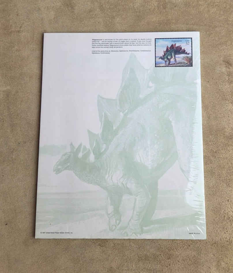 Dinosaur Printer Paper & Stationary, T-Rex, Stegosaurus, Etc., Factory Sealed