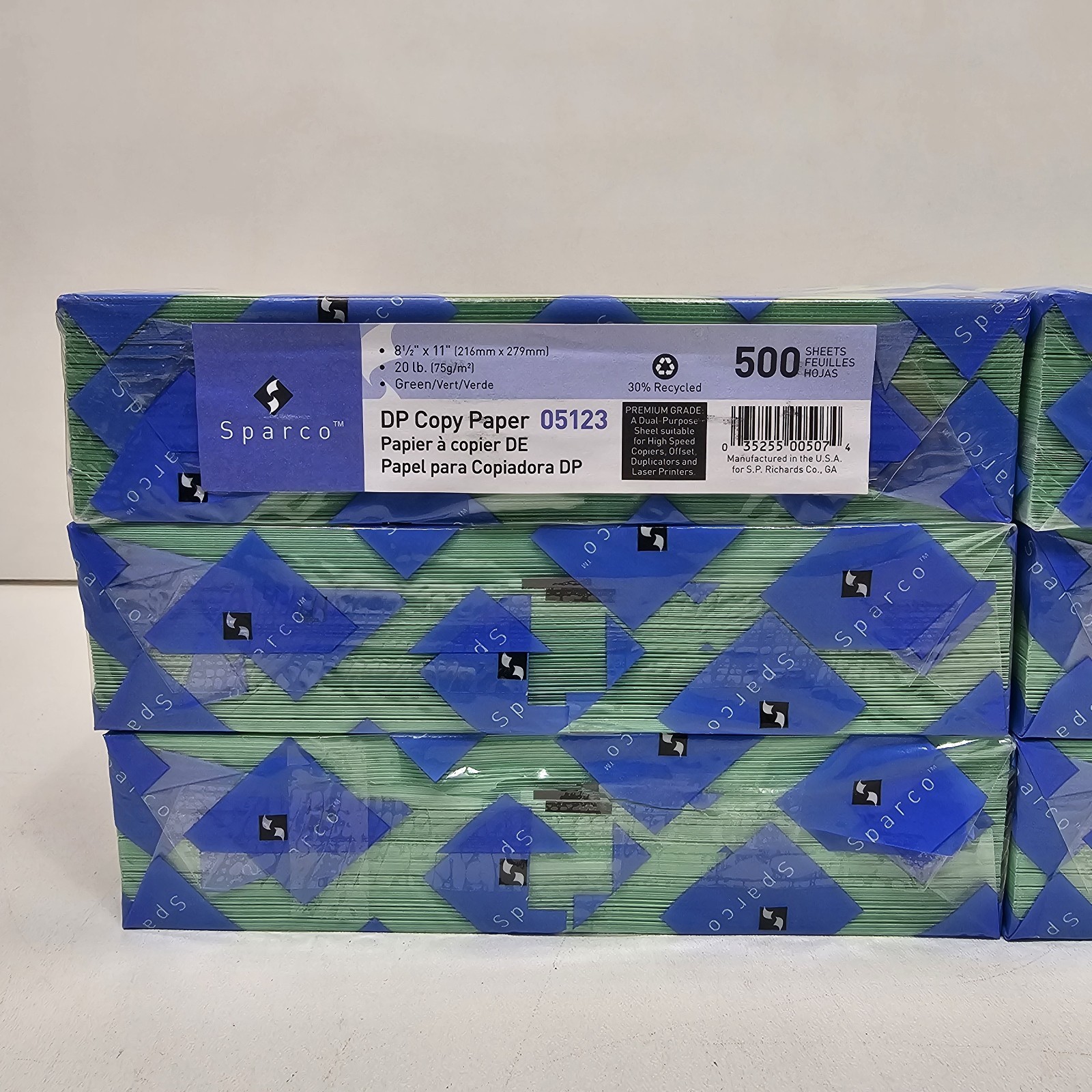 6 PK (3000 sheets) Sparco Premium Copy Paper 20Lb 8-1/2″x11″ 500/RM Green 05123