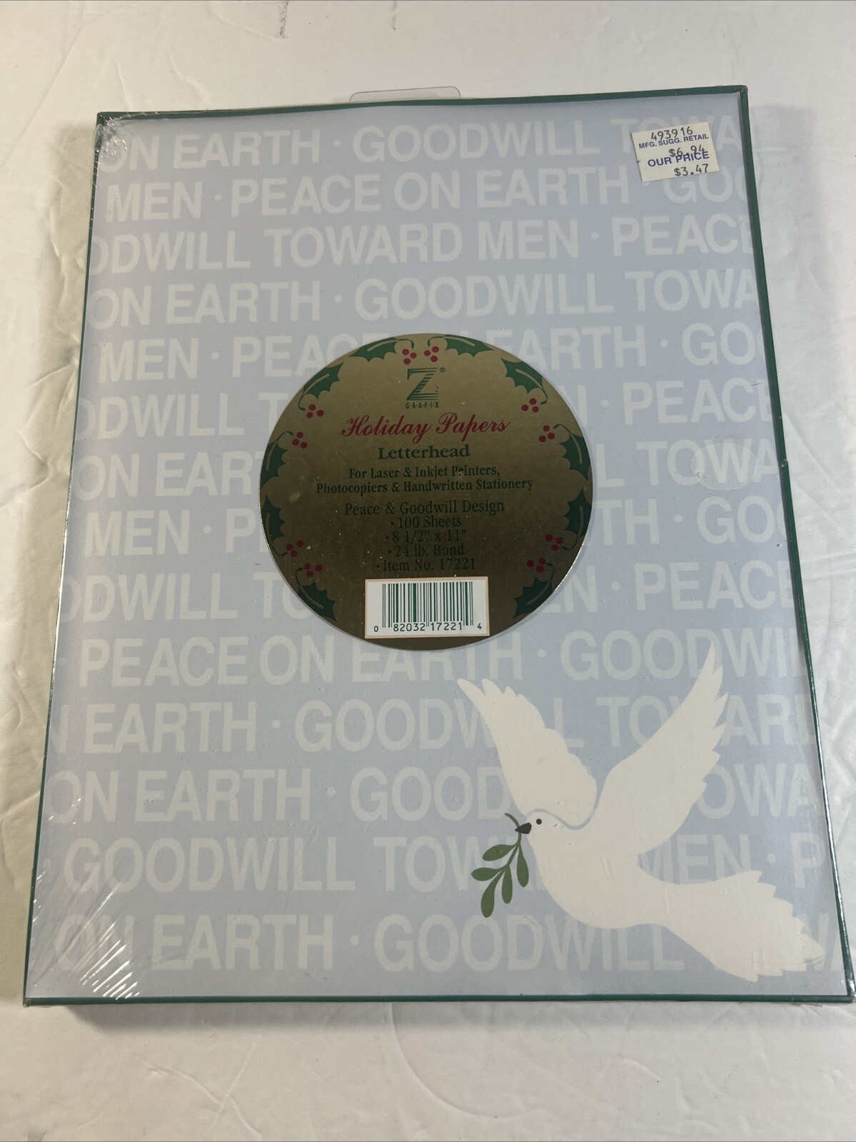 Vintage Z GRAFIX~100 Sheets 8.5″x11″ HOLIDAY PAPERS for LASER & INJET Peace