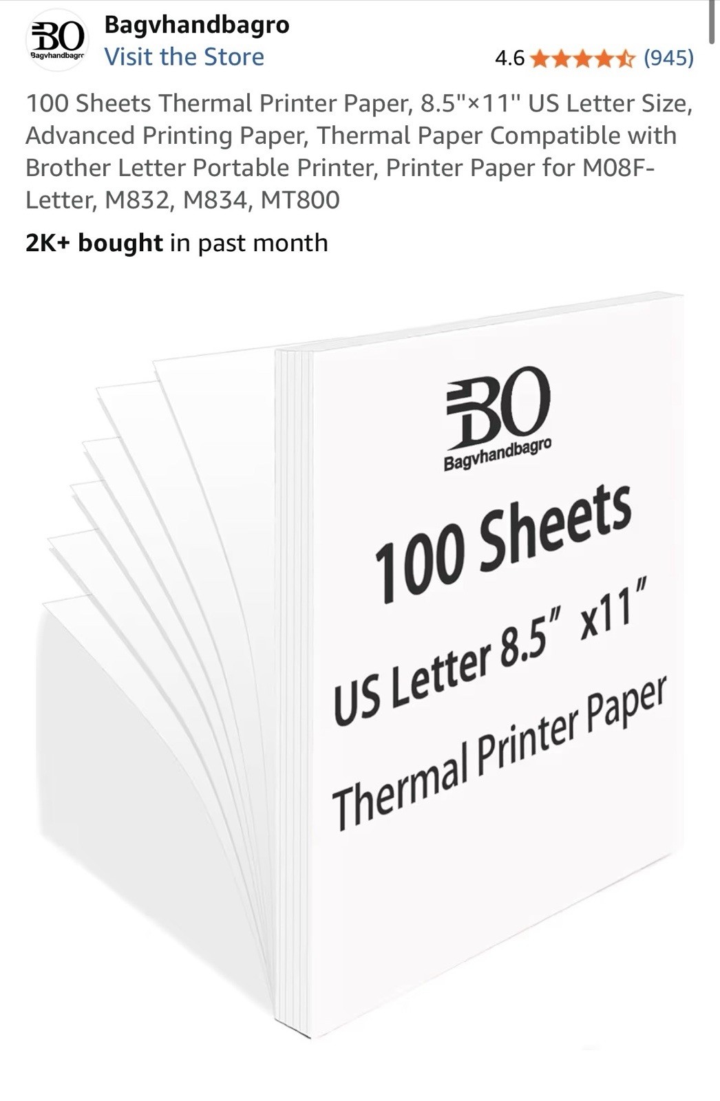 Thermal Printer Paper – 100 Sheets