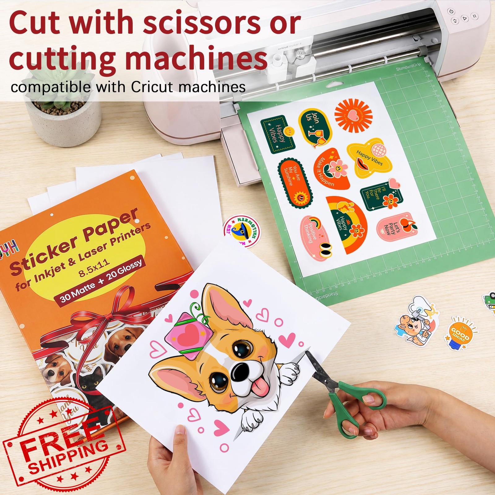 QYH Printable Vinyl Sticker Paper 50 Sheets