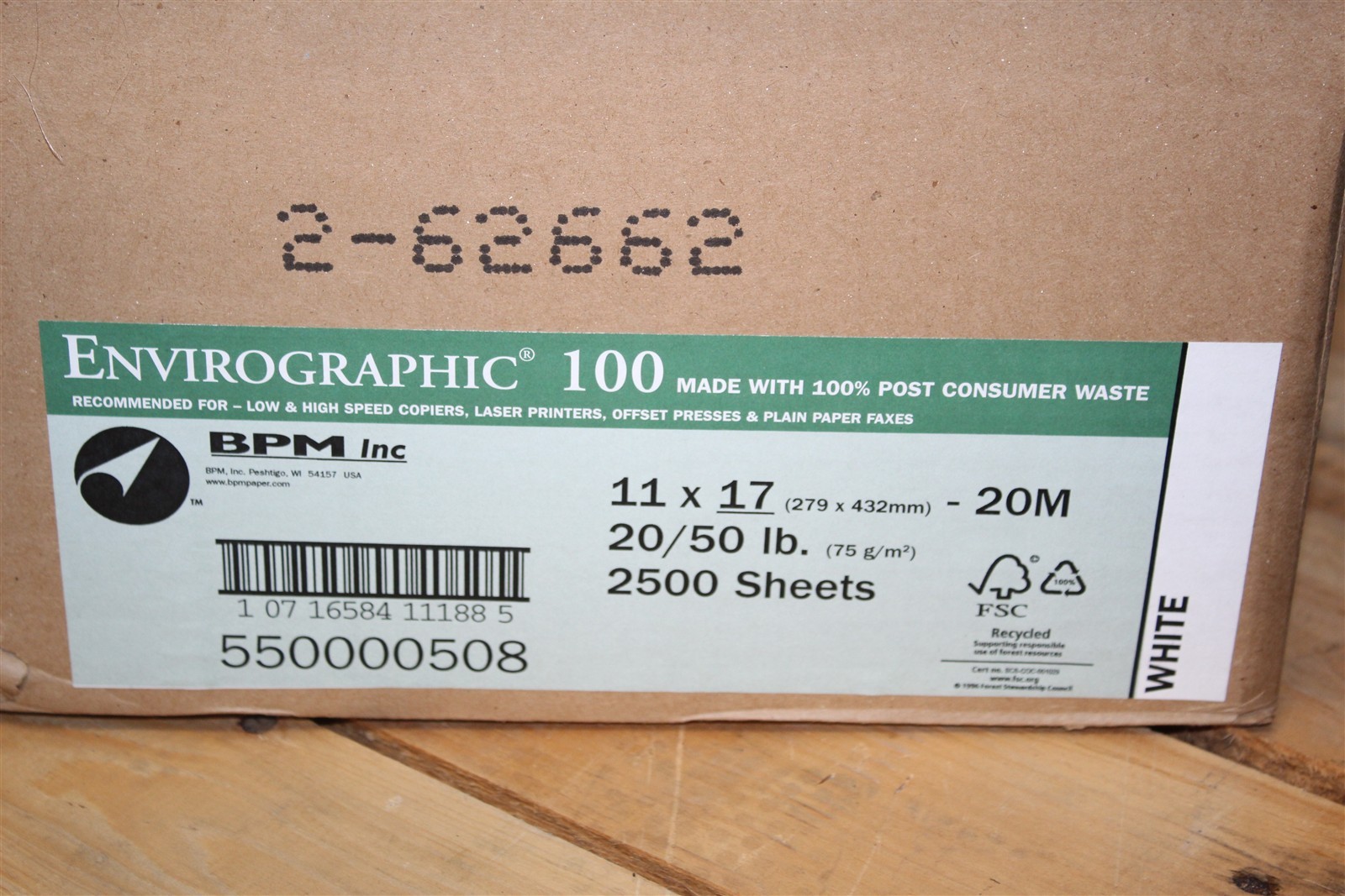 One Case 11×17 Envirographic 100 – 20/50 lb. Multipurpose Printer/Copier Paper
