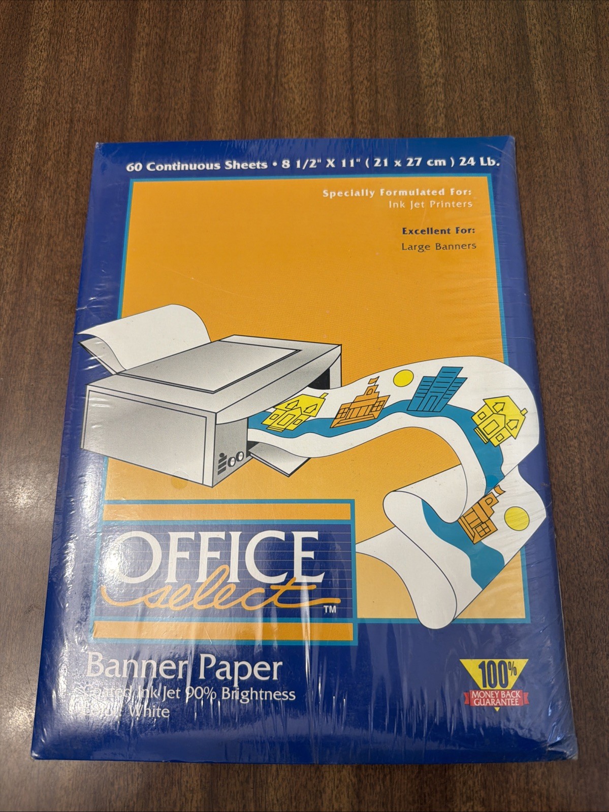 NOS Office Select Banner Paper For Ink Jet Printers 60 Continuous Sheets White