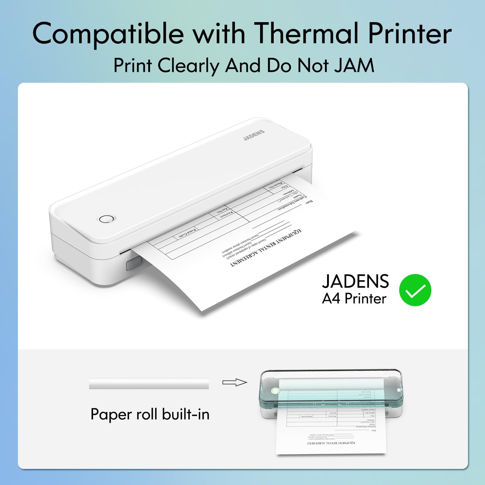 JADENS US Letter Size Quick-Dry Thermal Printer Paper 4 Rolls, Quick-dry
