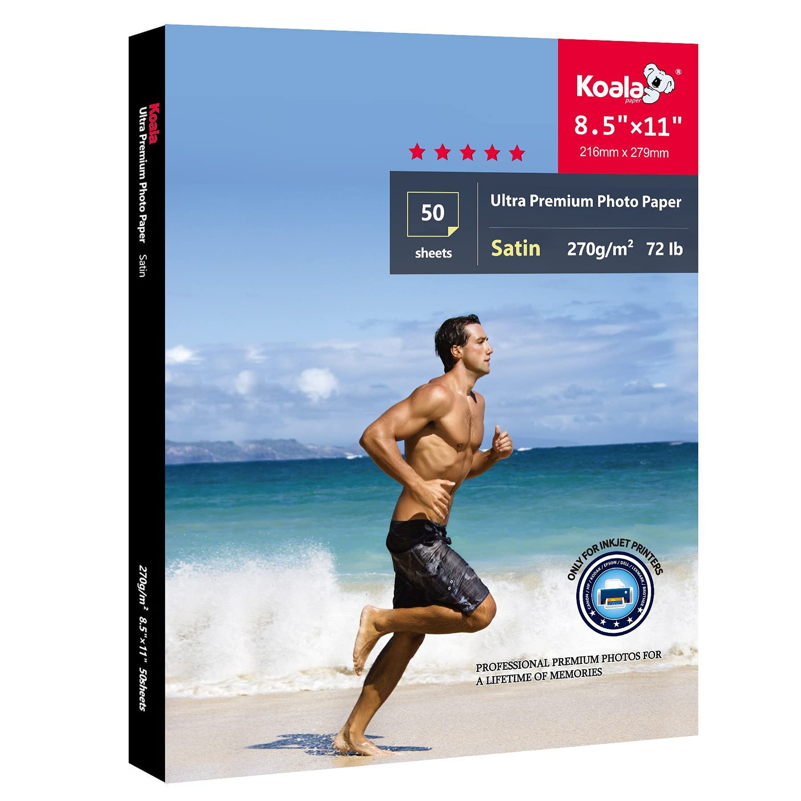 Photo Paper Satin 8.5 x 11 50 Sheets Water-Resistant Semi Gloss 72lb Inkjet