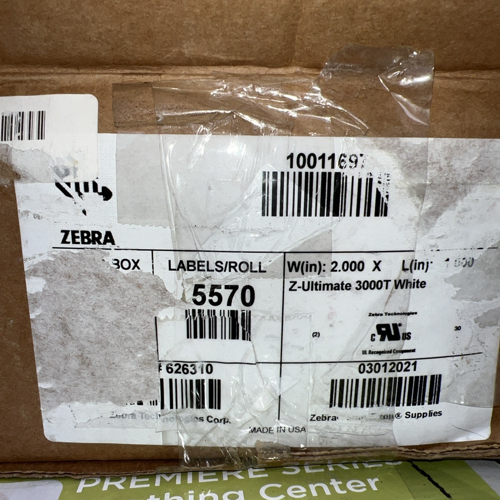 Zebra Genuine 10011708 2″ X 1″ Z-Ultimate 4000T TT 4 ROLLS OF 5570 PIECES EACH