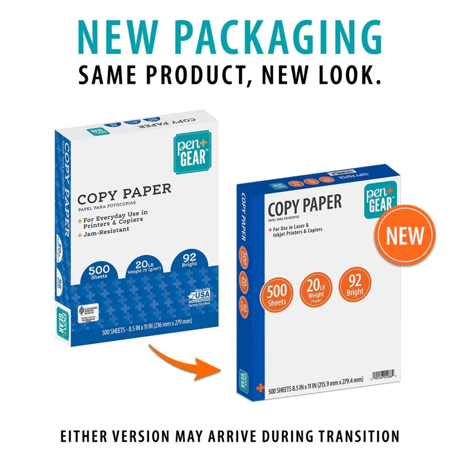 Pen+Gear Copy Paper 8.5×11 Copy Paper White Mega Ream Paper 92 Bright, 500 Sheet